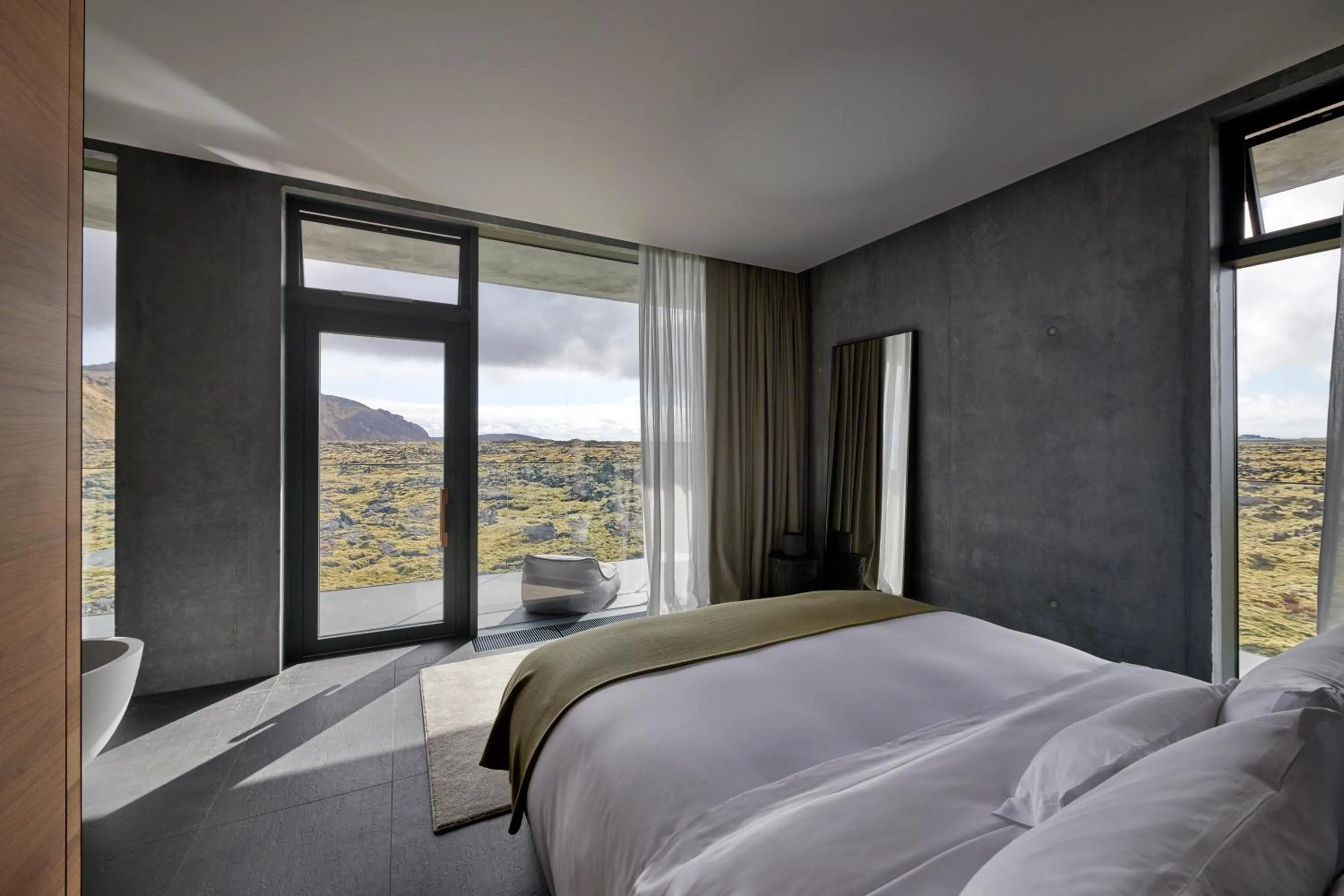 View (from property/room), Bed in The Retreat at Blue Lagoon Iceland