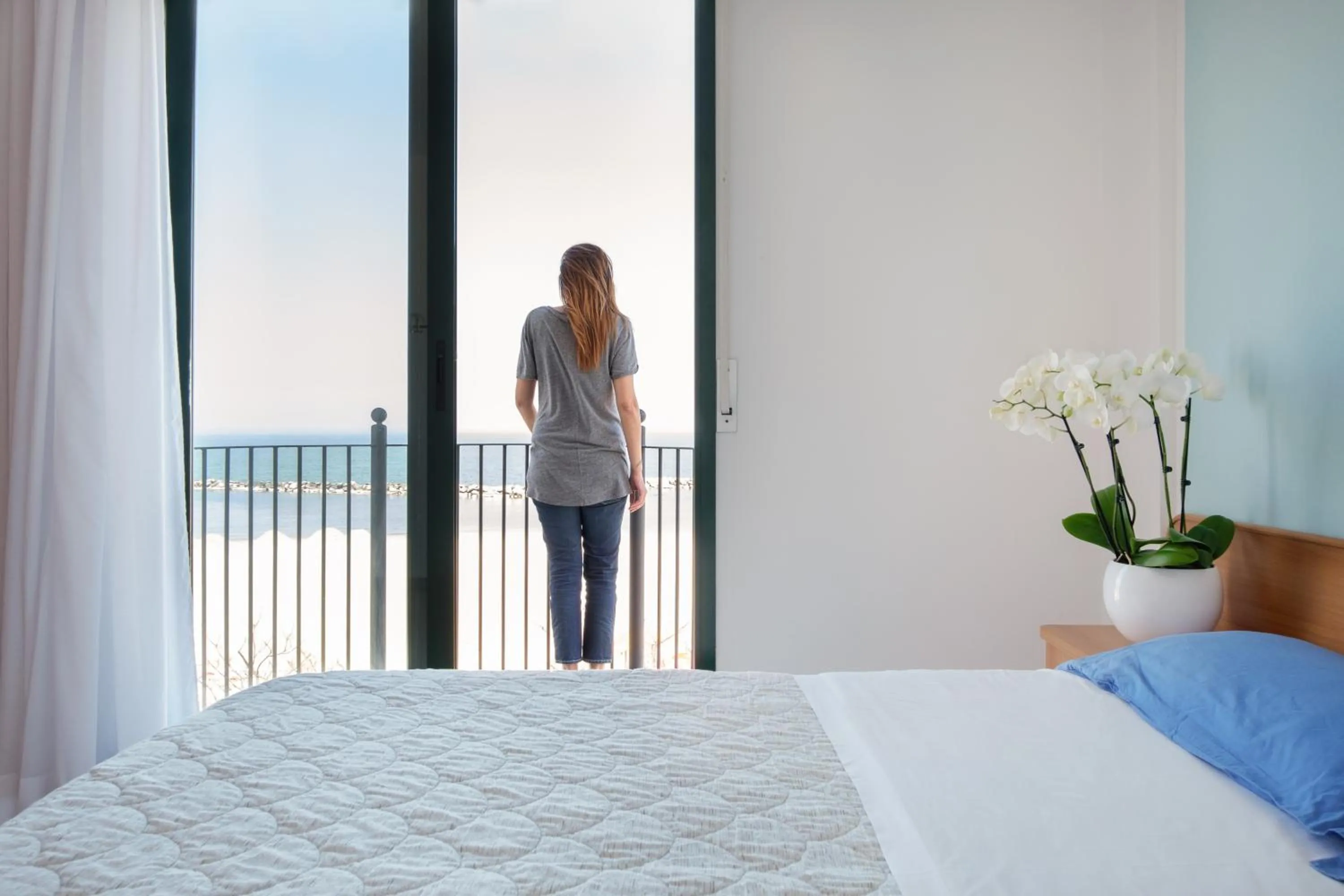 Sea view, Bed in Hotel Emilia