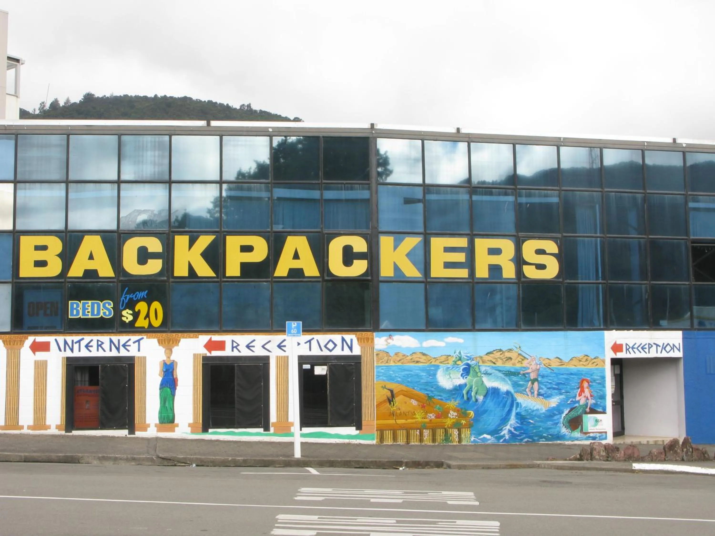Facade/entrance in Atlantis Backpackers