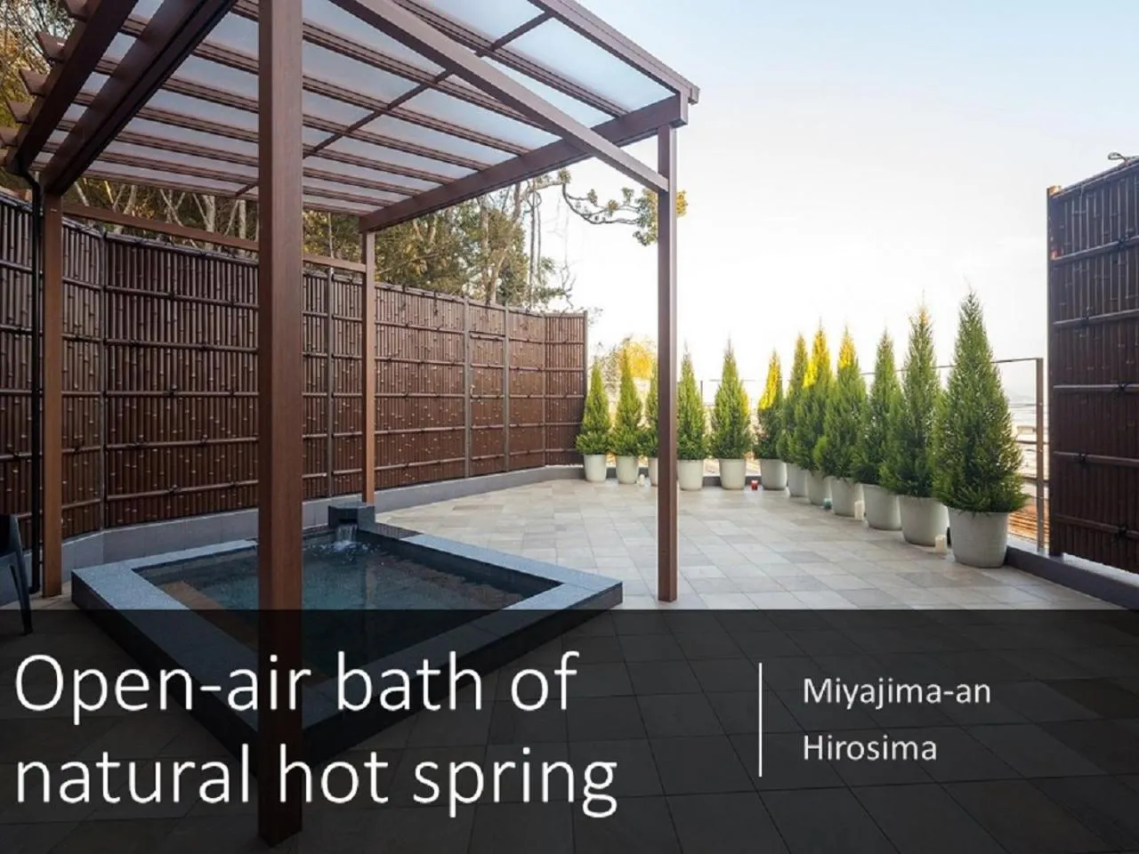 Hot Spring Bath in Ryokan with natural hot springs and okonomiyaki Miyajima-an Hiroshima