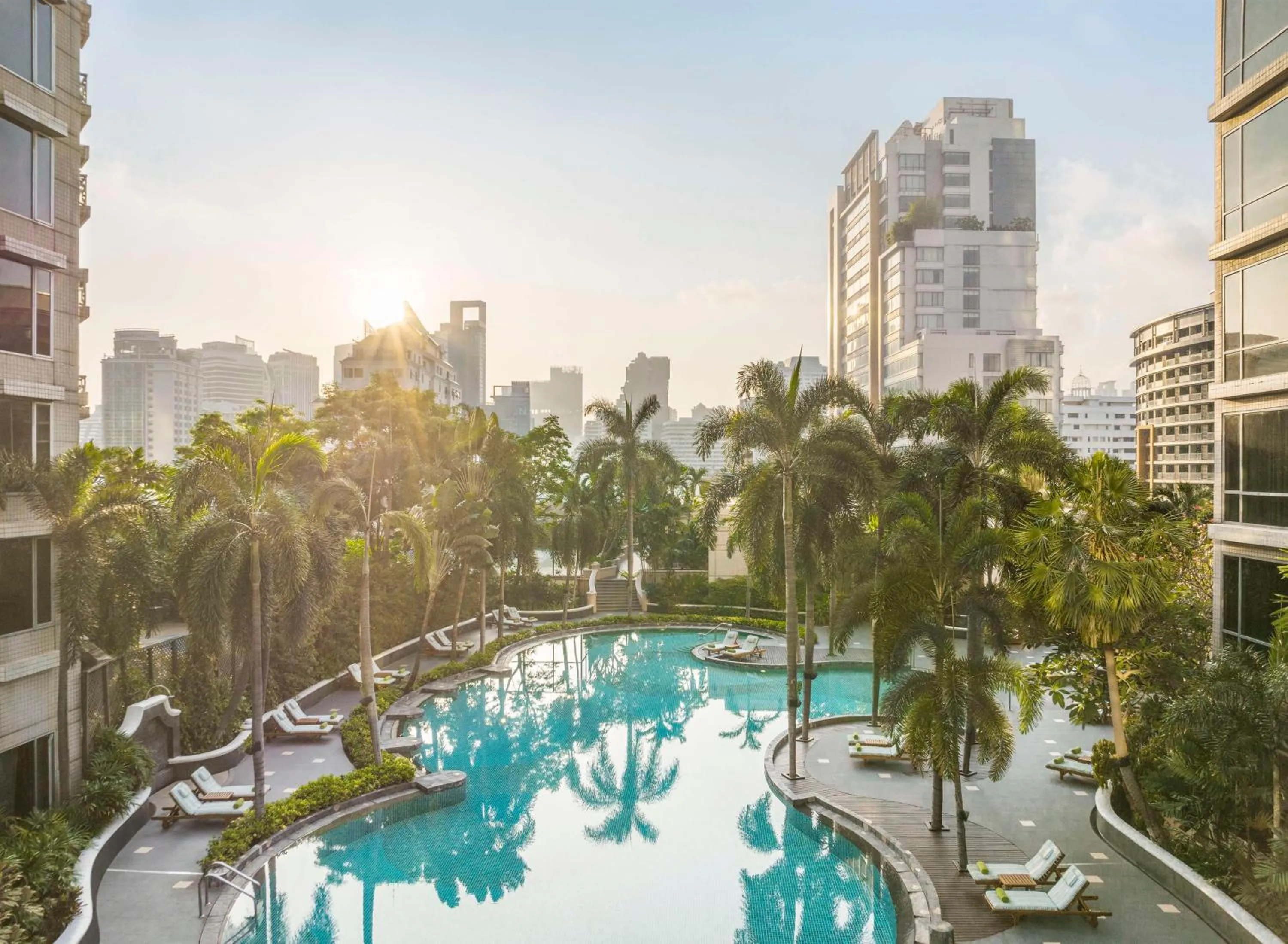 Pool view in Conrad Bangkok Residences