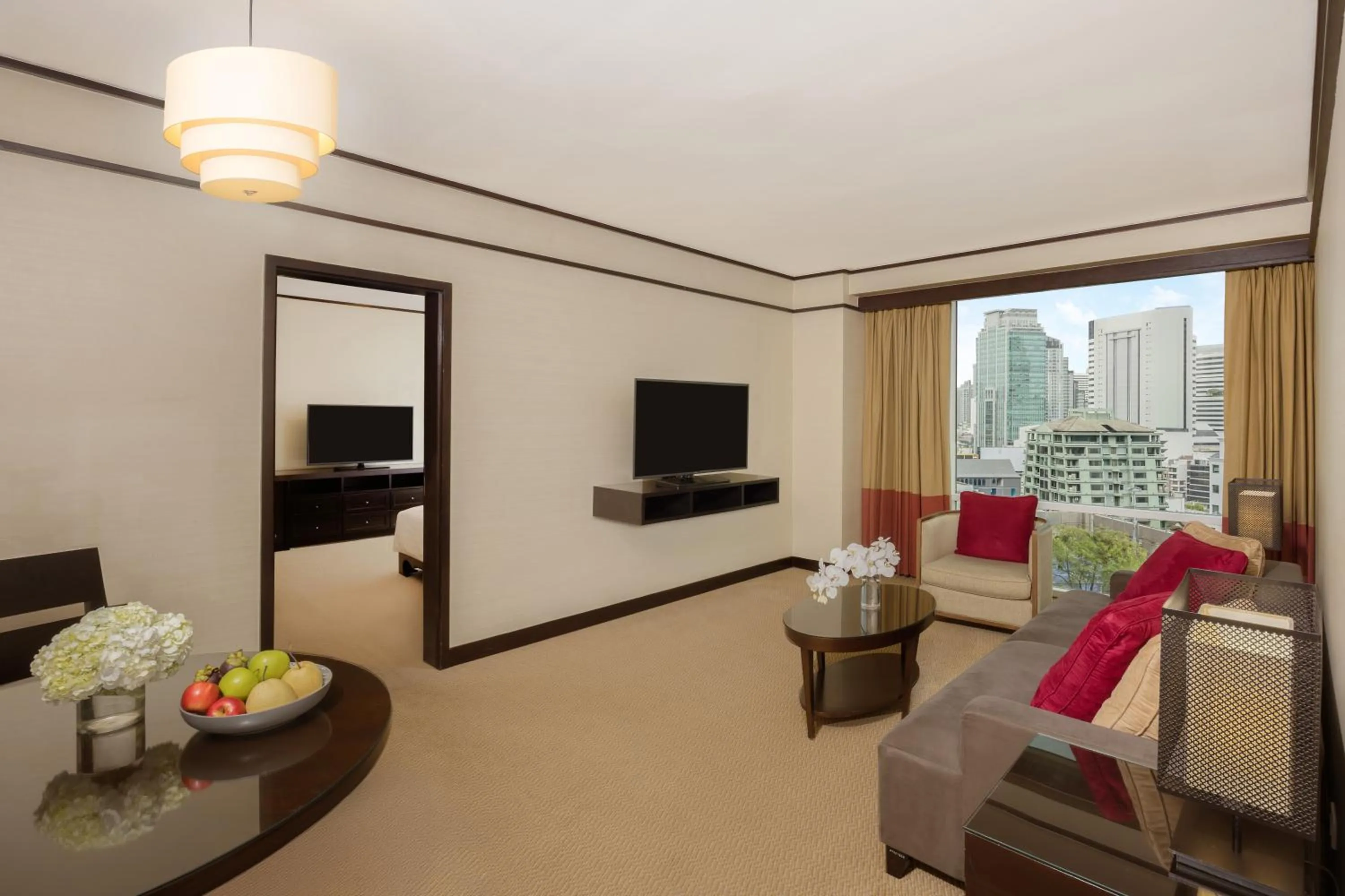 Living room in Conrad Bangkok Residences