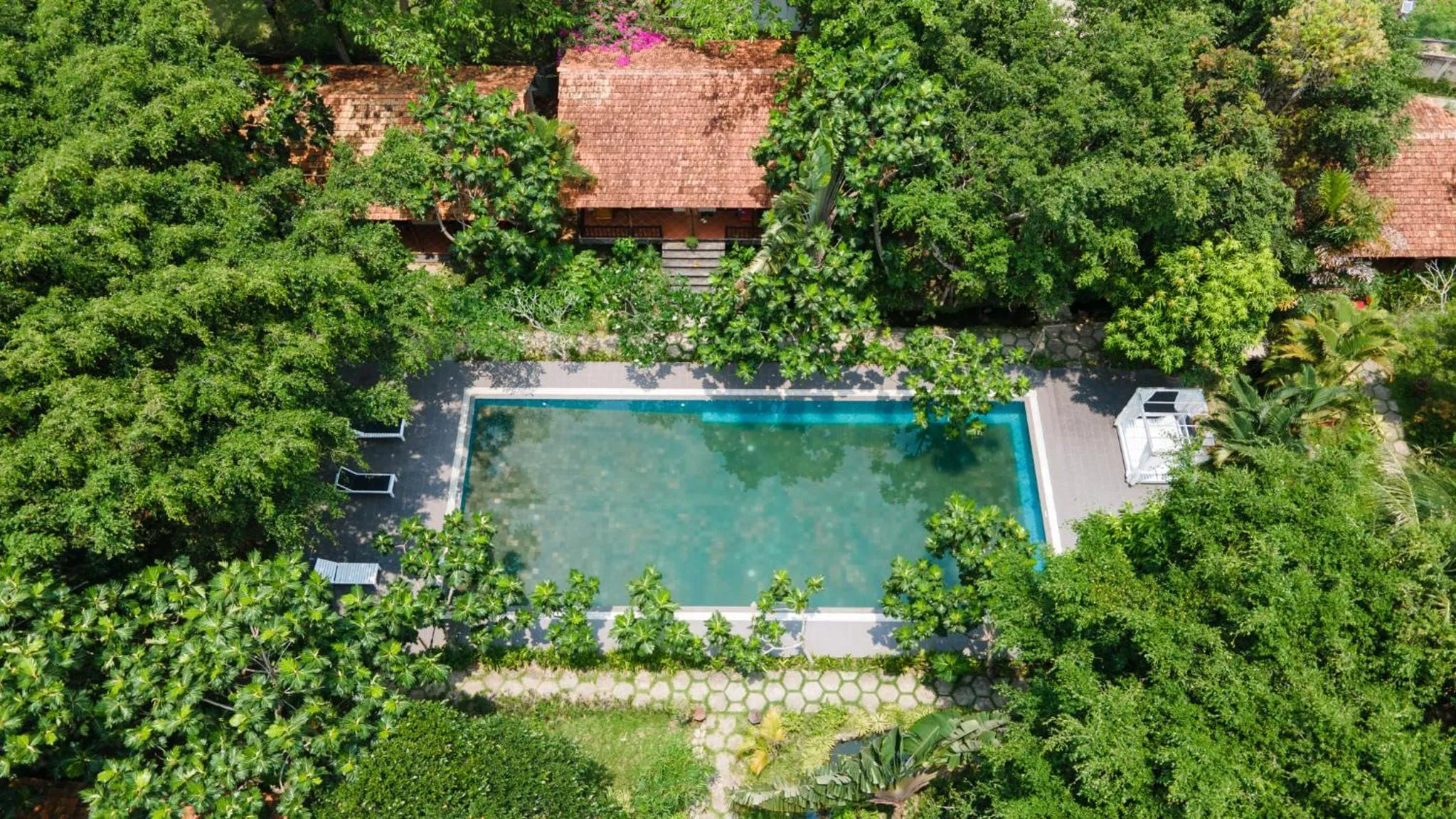 Pool view in An Nhien Retreat Phu Quoc with Yoga Daily & Beach access