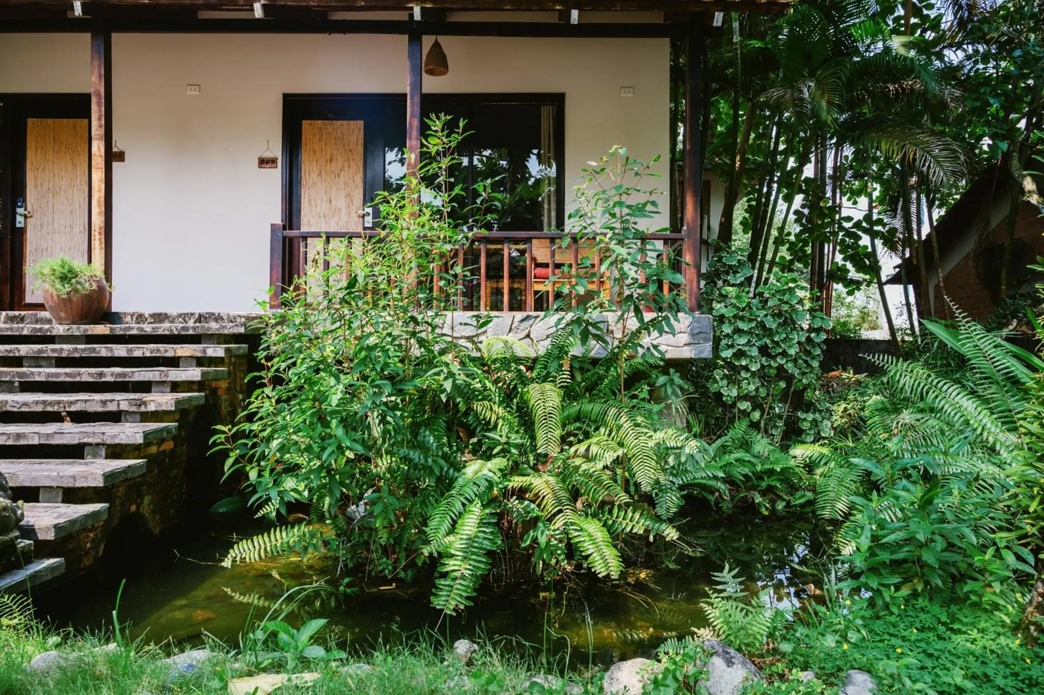 Garden view in An Nhien Retreat Phu Quoc with Yoga Daily & Beach access
