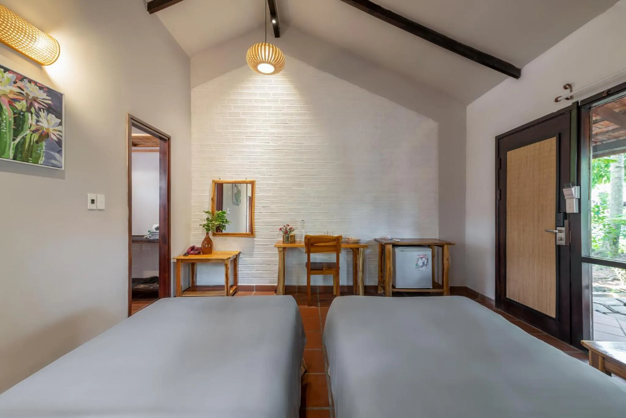 Bed in An Nhien Retreat Phu Quoc with Yoga Daily & Beach access