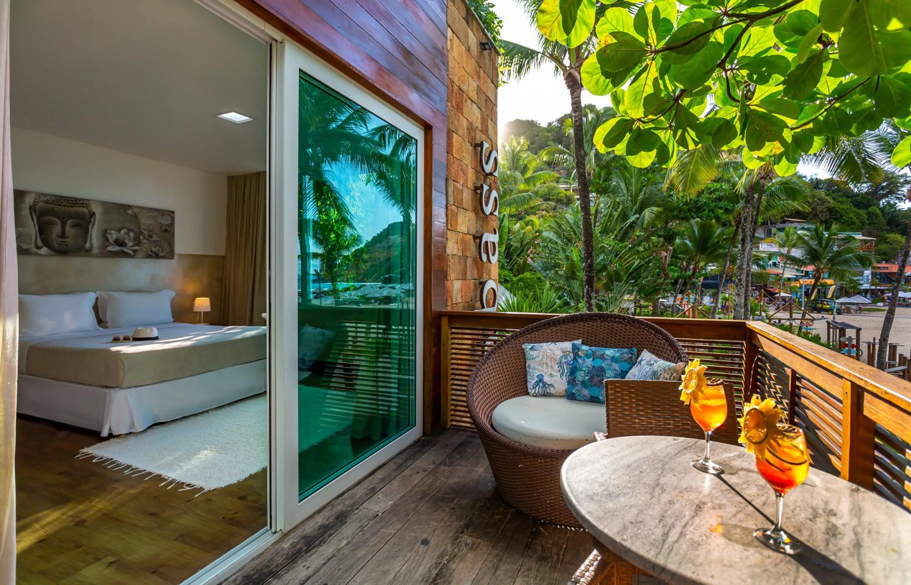 Balcony/Terrace, Bed in Pousada Sambass