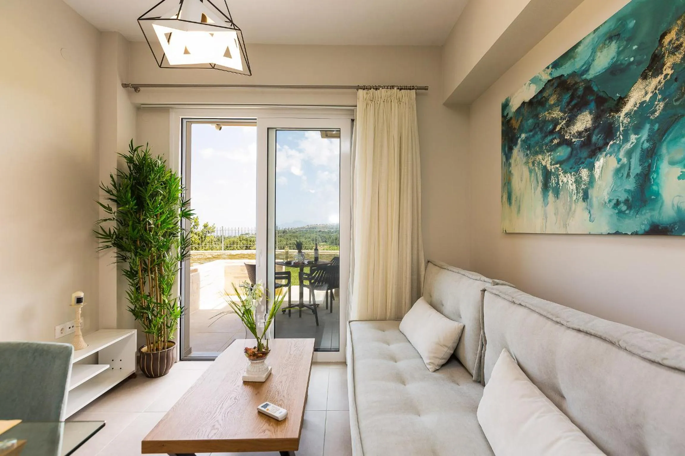 Seating area in Vigla Suites