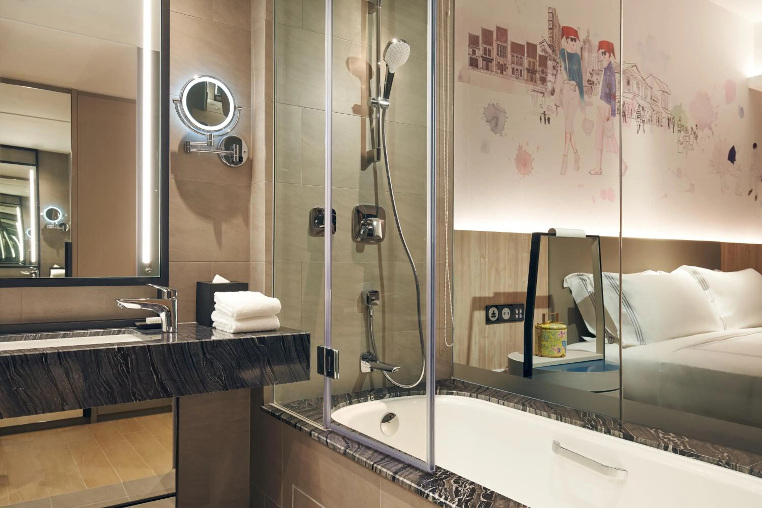 Shower, Bed in Capri by Fraser China Square, Singapore