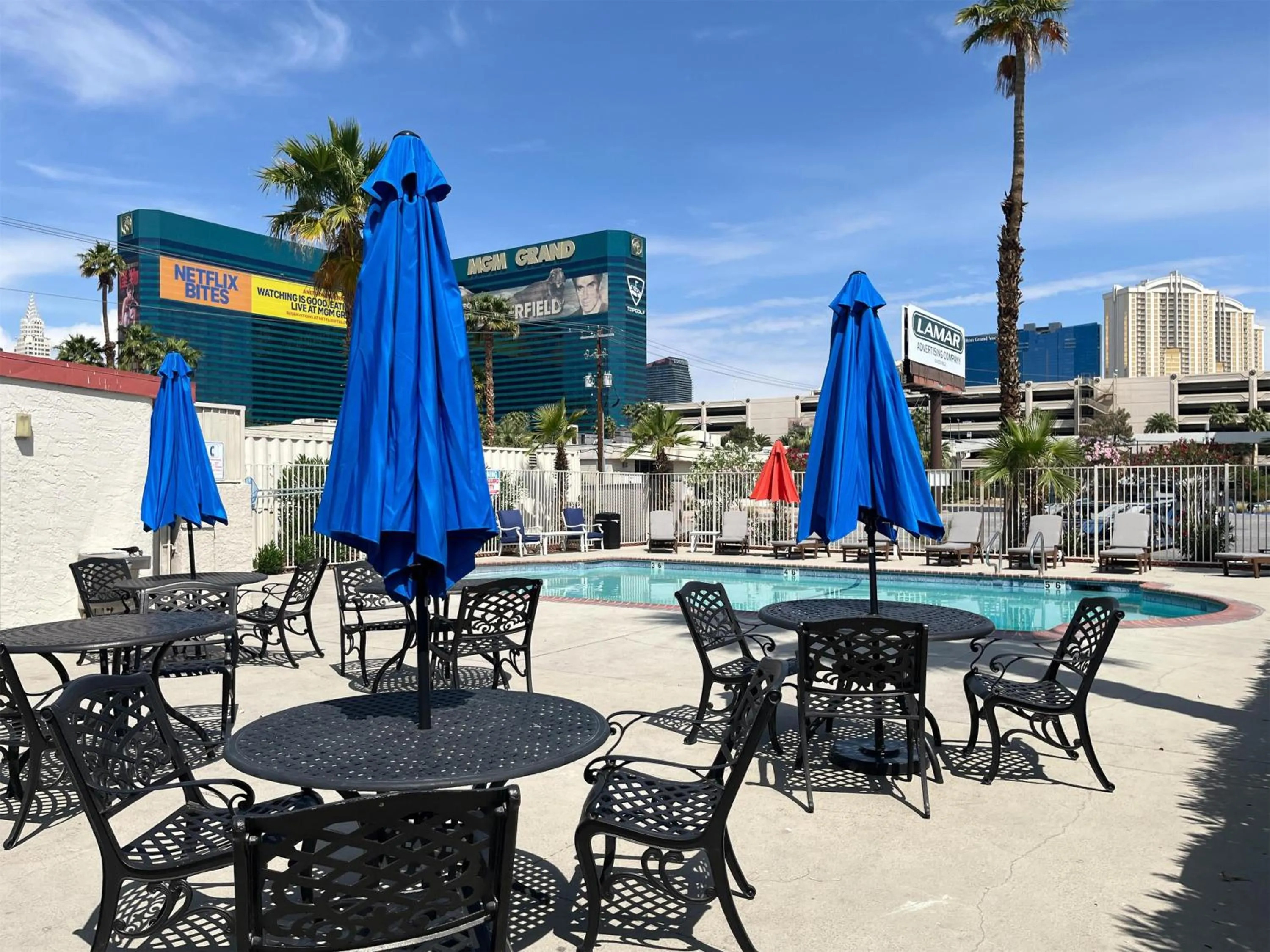 Pool view in Motel 6 Las Vegas, NV - Strip