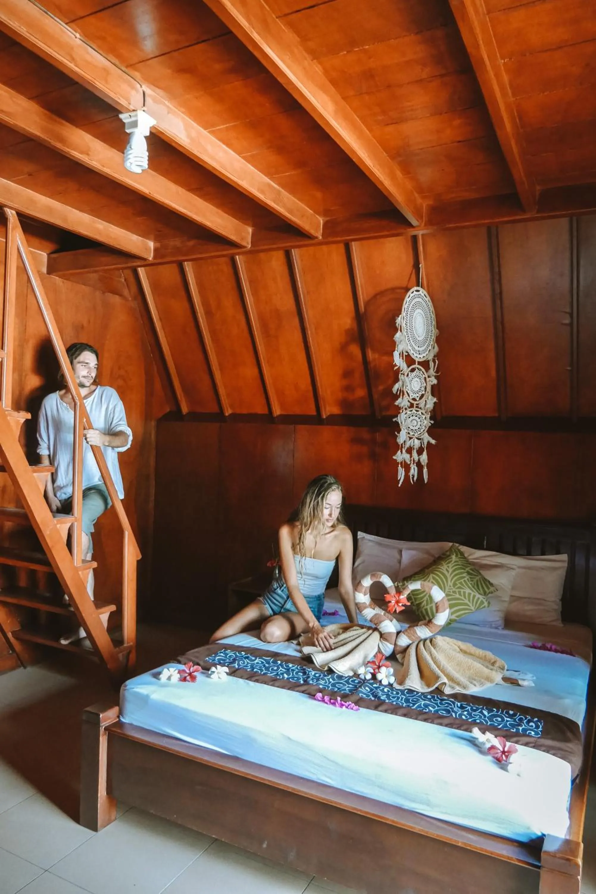 People, Bed in Lucy's Garden Hotel