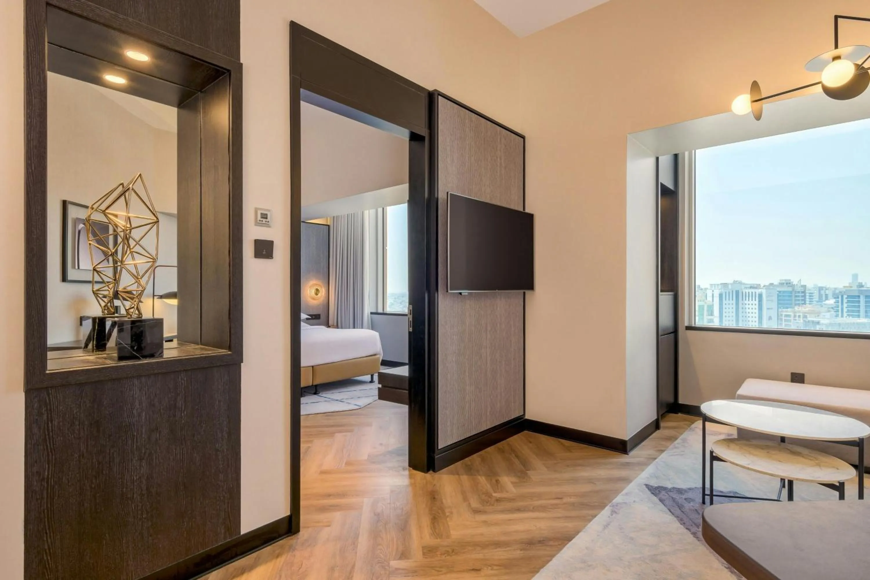 Living room, Bed in Sheraton Mall of the Emirates Hotel, Dubai