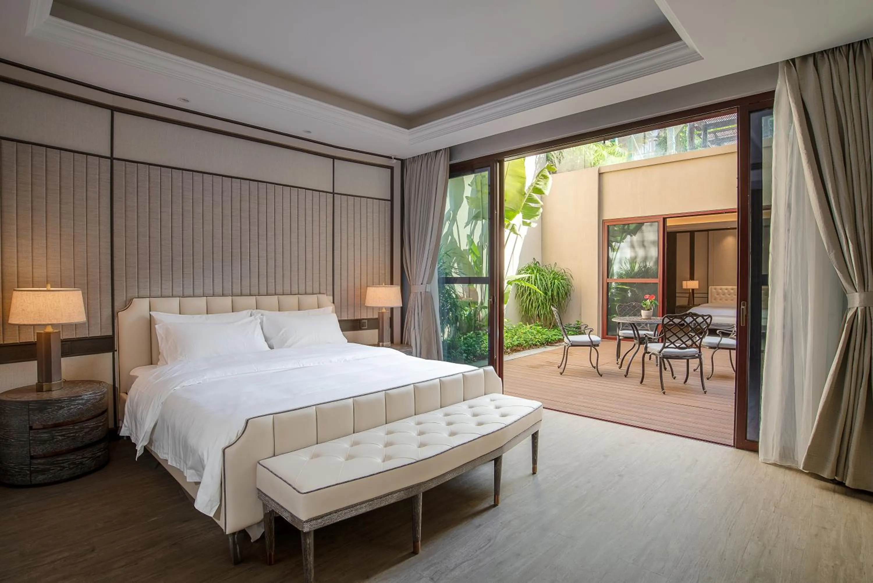 Bed in HaitangBay Loosen Coast Resort Villas