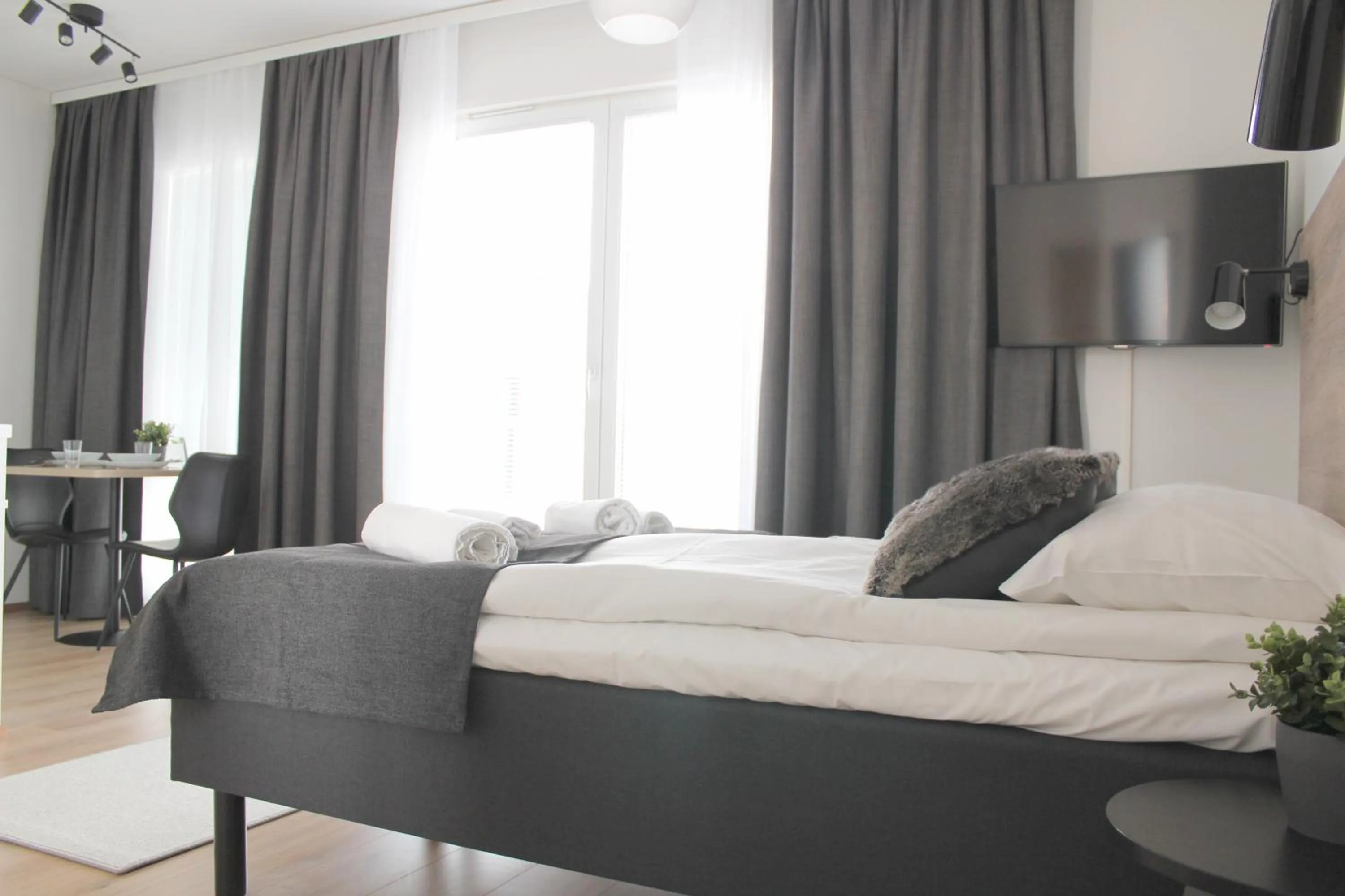 Bed in Forenom Serviced Apartments Rovaniemi Valtakatu
