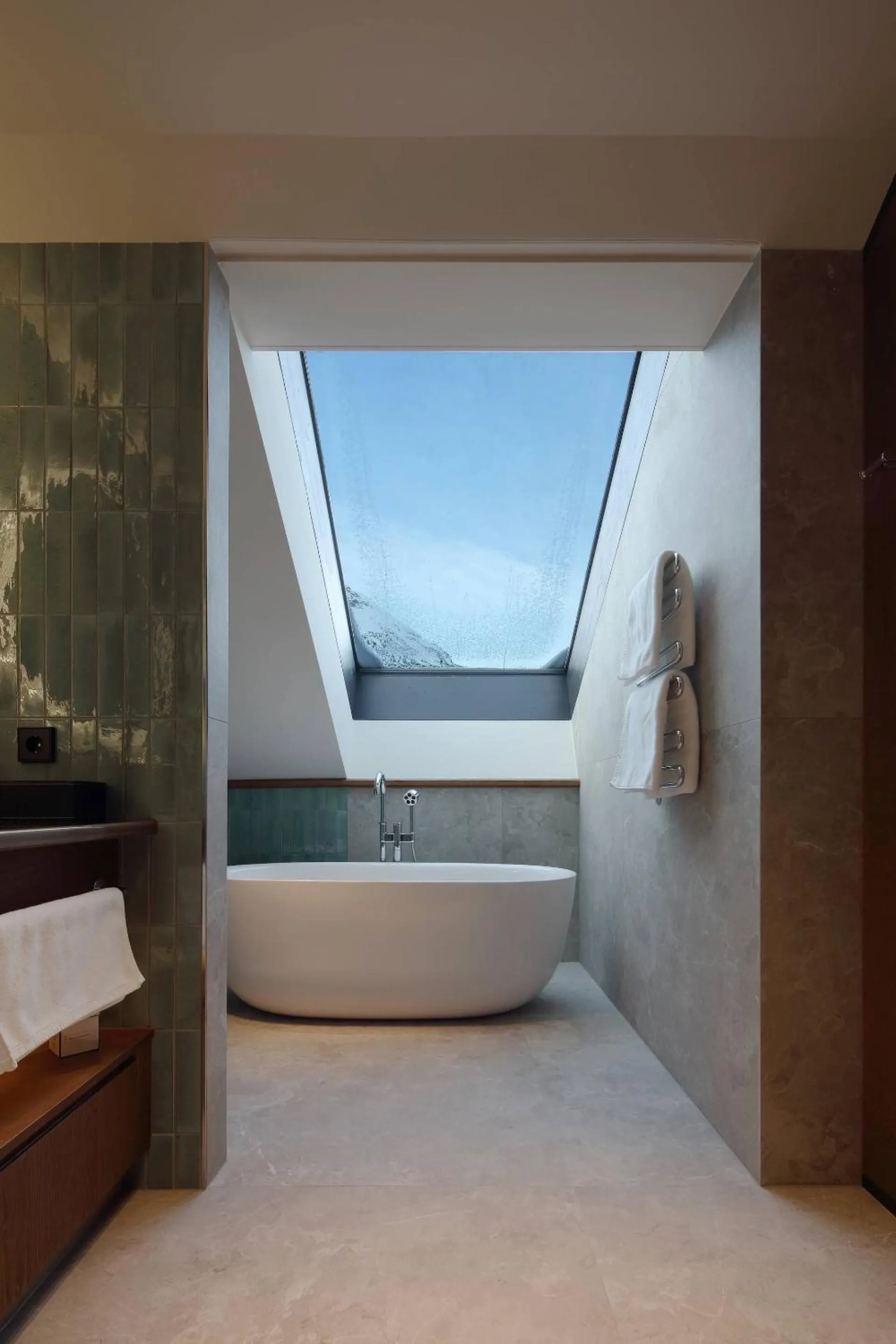 Bathroom, Bed in NEW Hotel Kristberg in Lech - new opening since December 2025