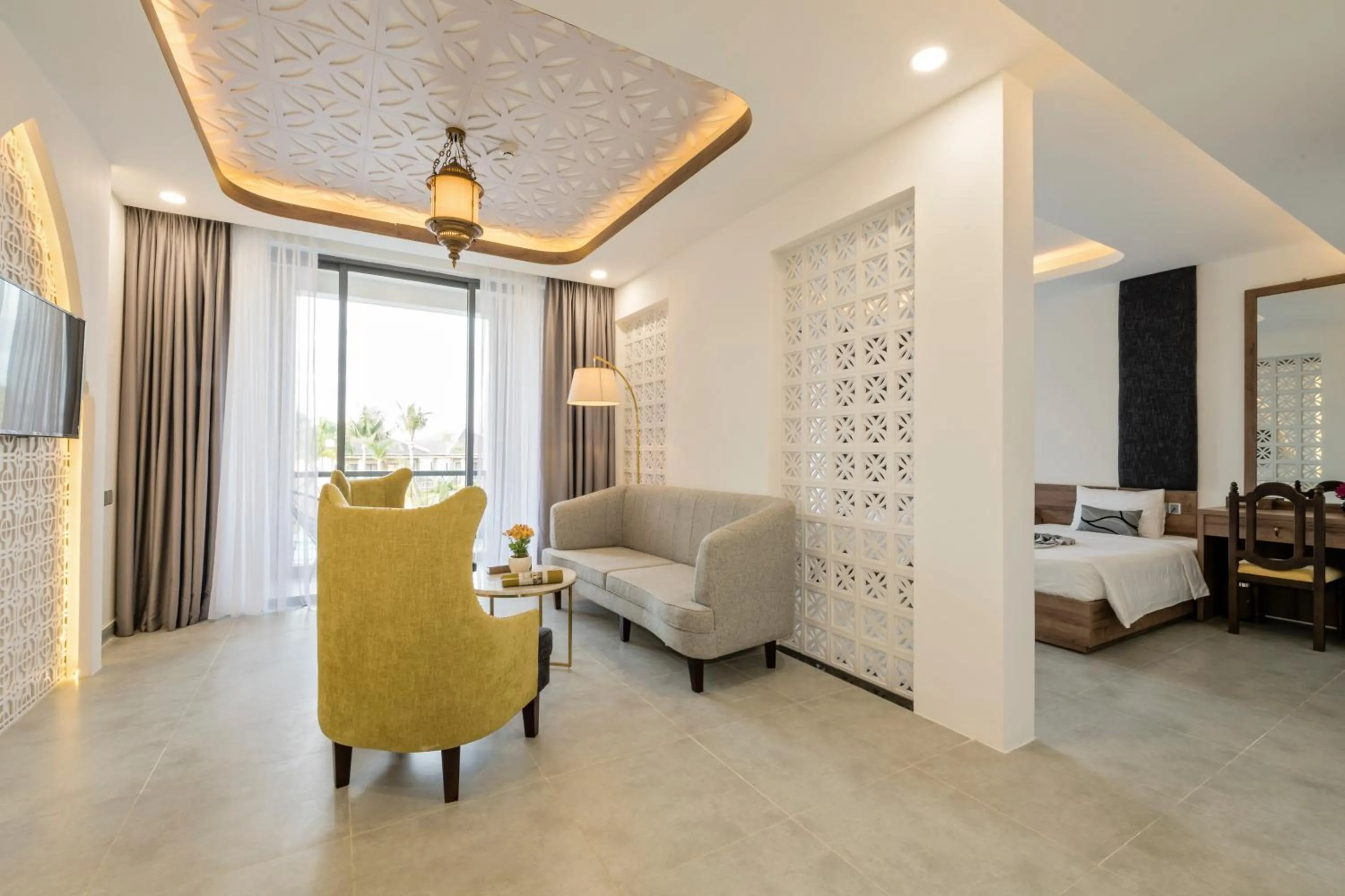 Bed in My Son Heritage Resort and Spa