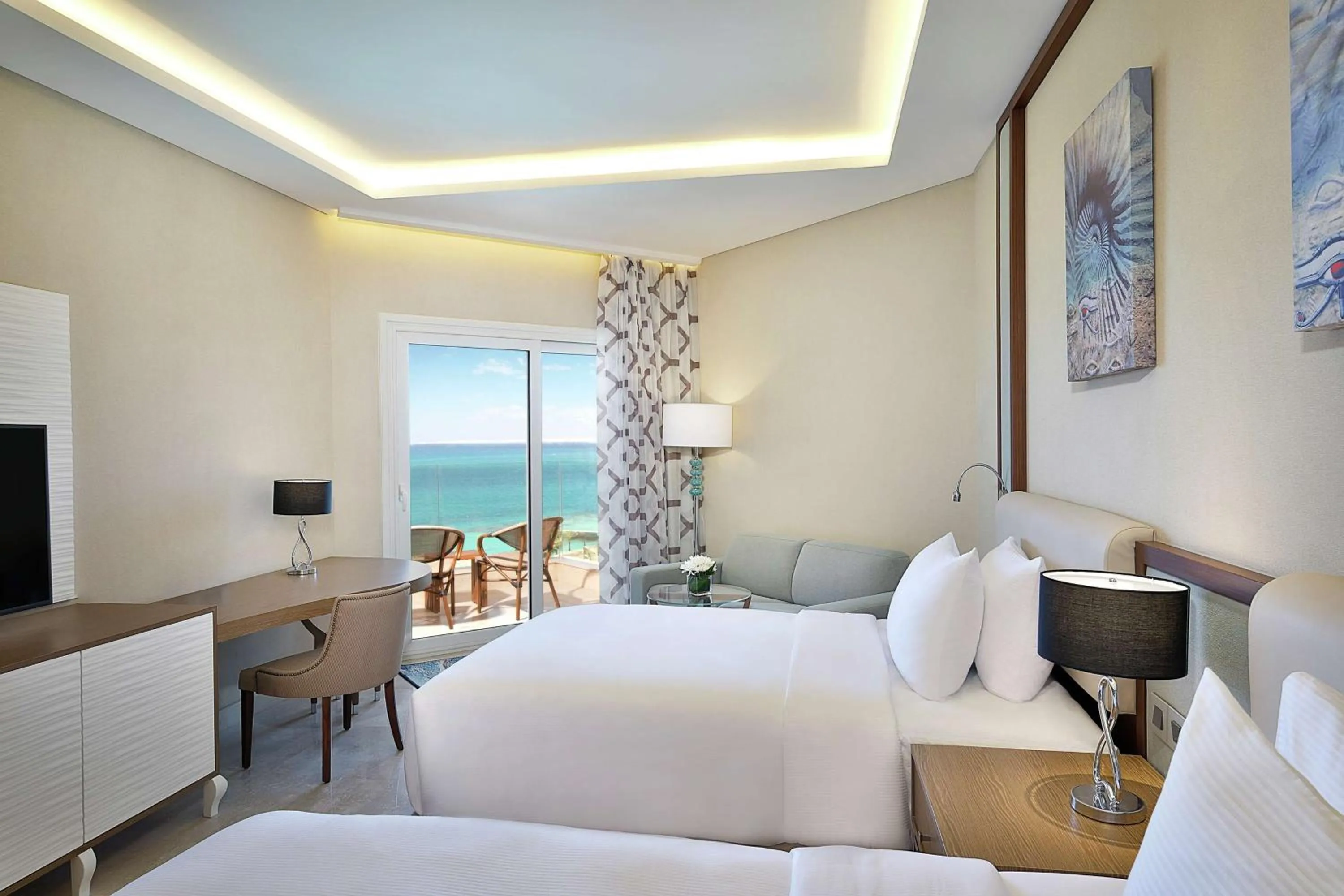 Superior Twin Room with Sea View and Balcony in Hilton Hurghada Plaza Hotel