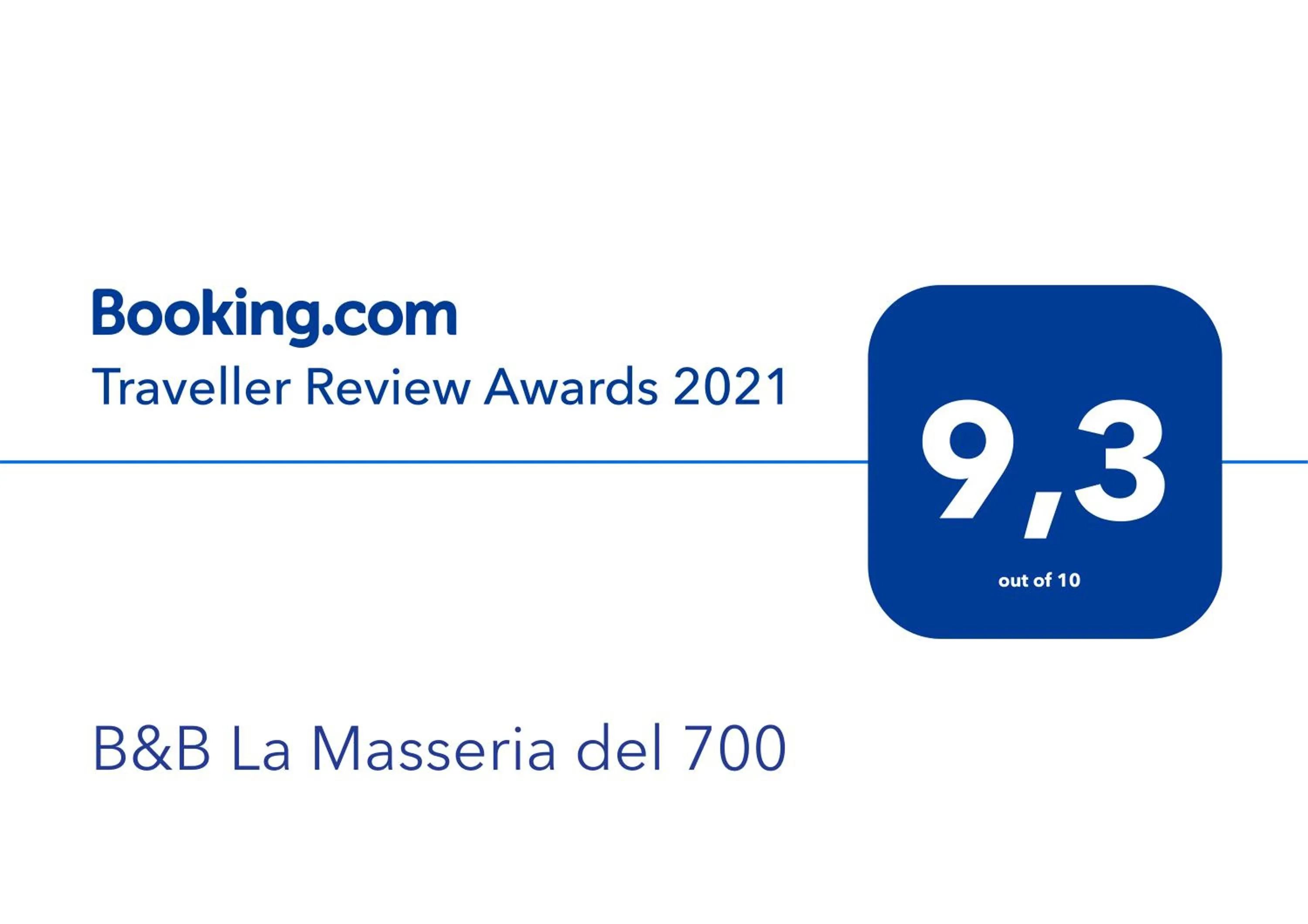 Certificate/Award in B&B La Masseria del '700
