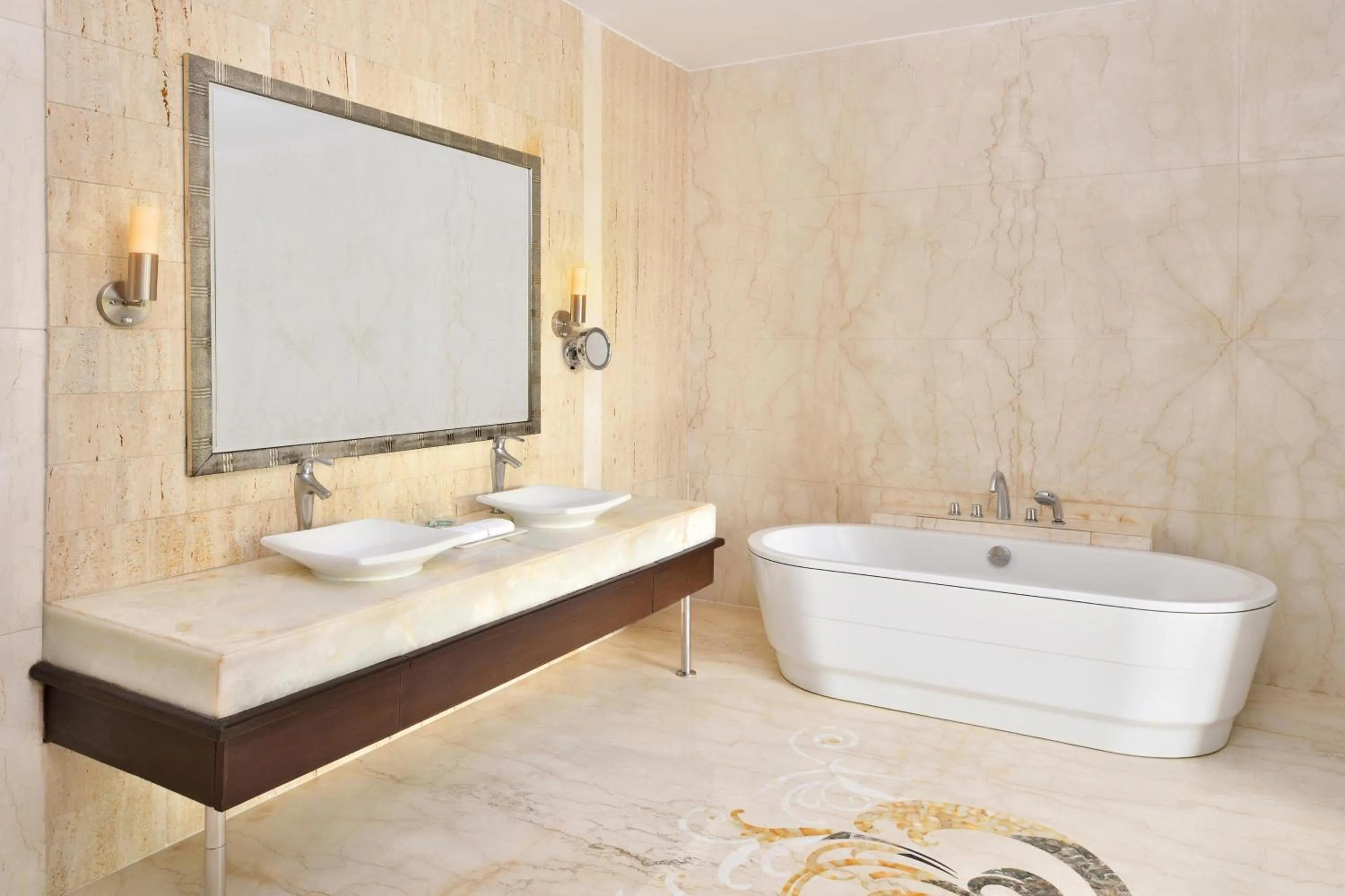 Bathroom, Bed in Le Meridien Jaipur Resort & Spa