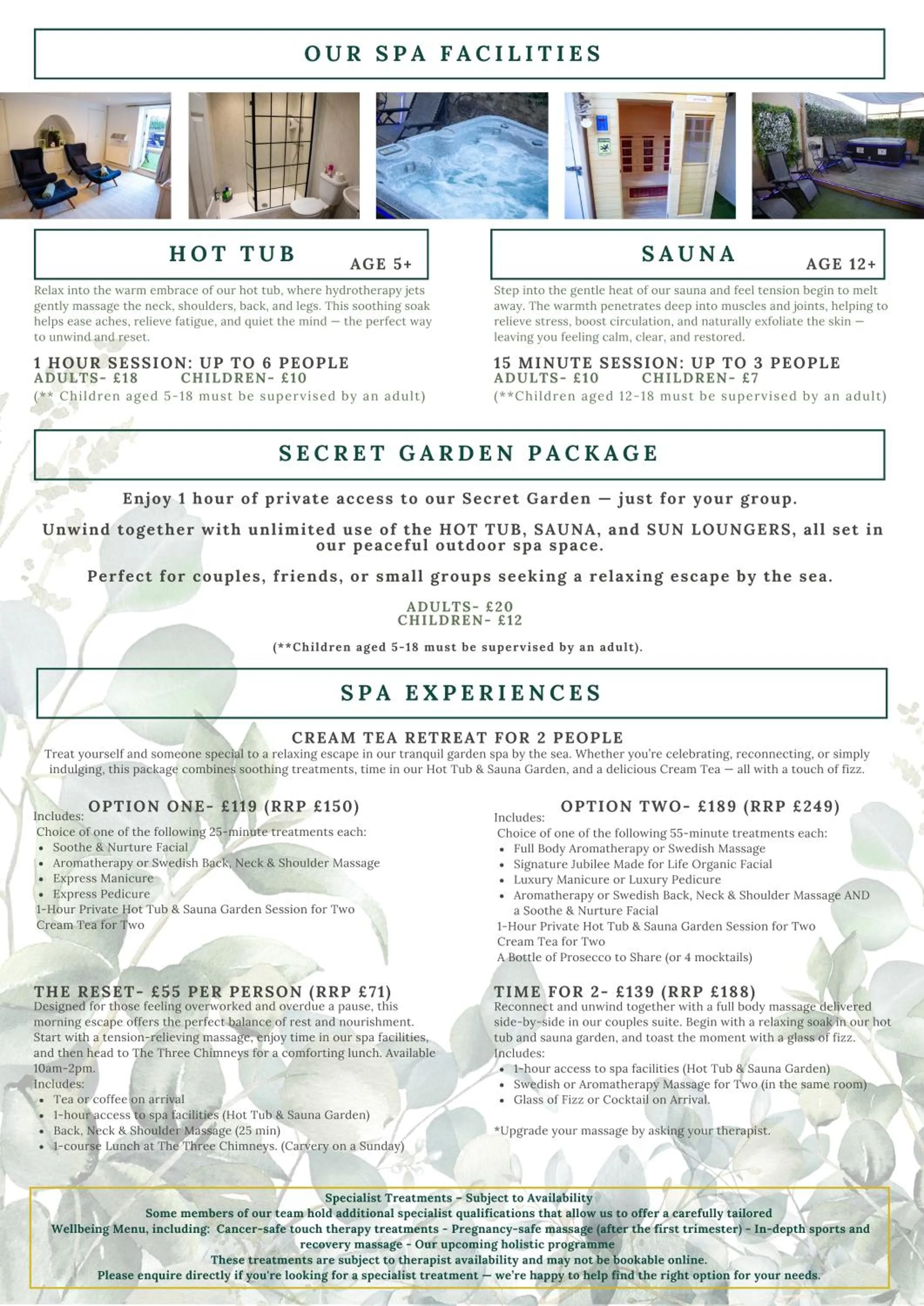 Spa and wellness centre/facilities in The Jubilee Hotel East - with NEWLY REFURBISHED SPA FACILITIES - GAMESPIT - AND SMOKEHOUSE