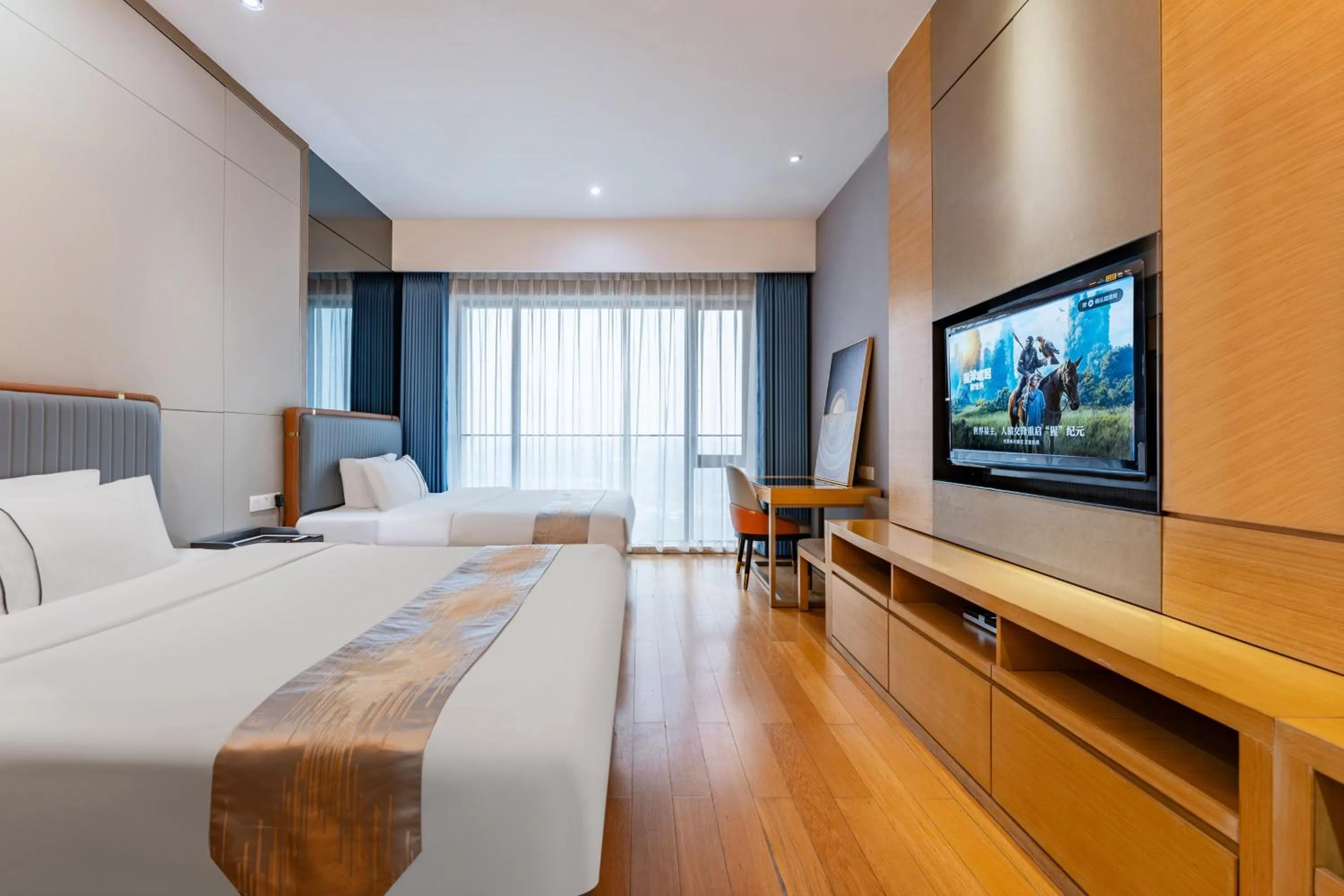 Bedroom, Bed in Yicheng Pazhou Poly World Trade Centre Apartment