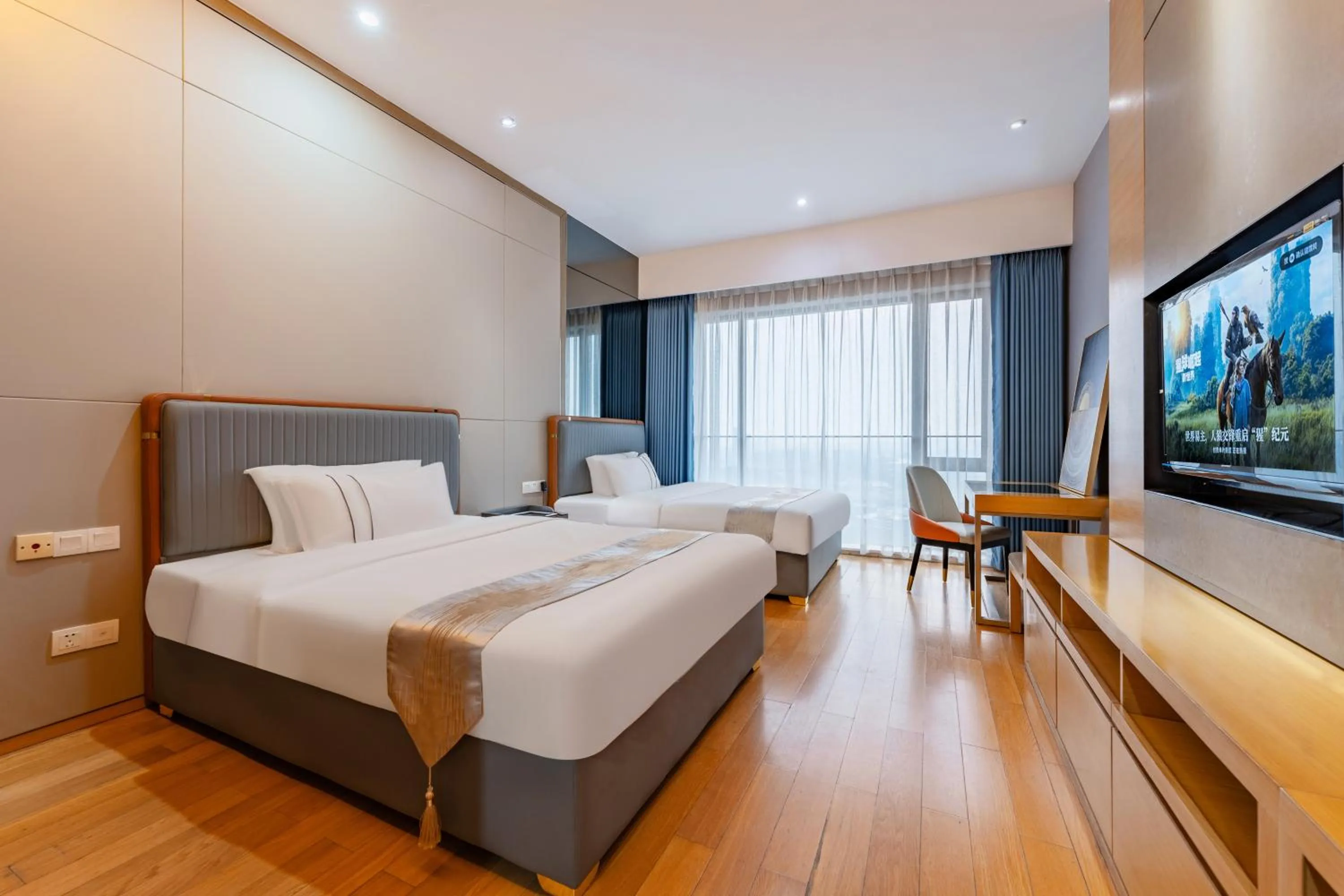 Bedroom, Bed in Yicheng Pazhou Poly World Trade Centre Apartment