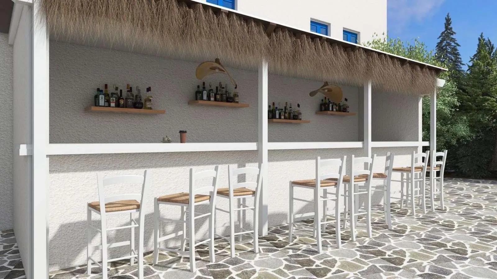 Pool view in Polos Hotel Paros