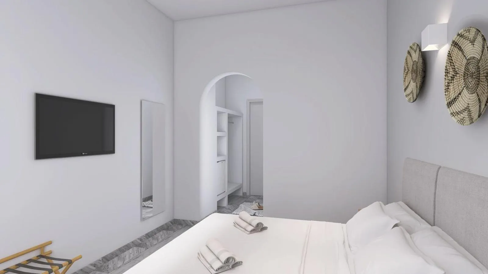 TV and multimedia, Bed in Polos Hotel Paros