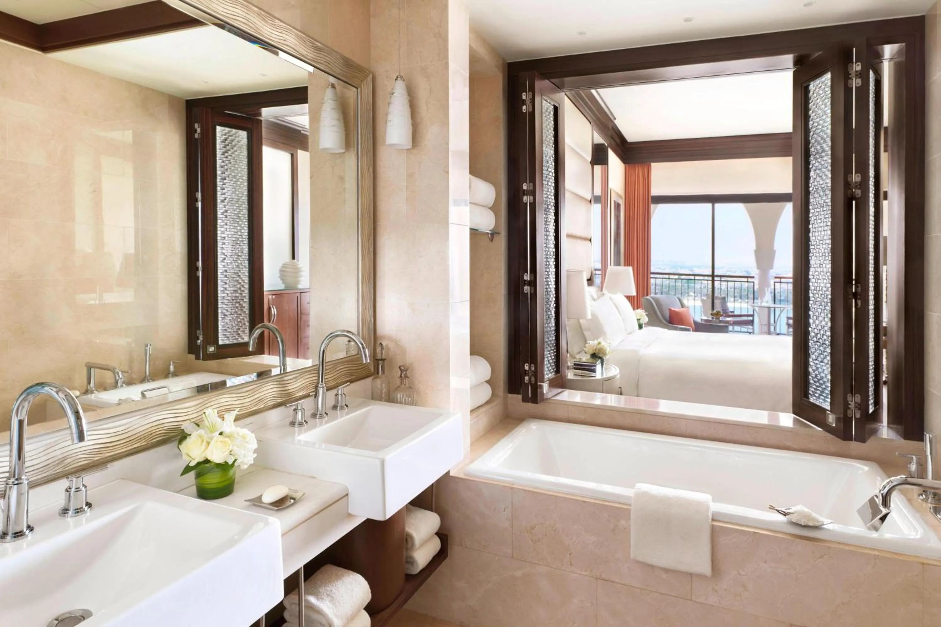 Bathroom, Bed in The Ritz-Carlton Abu Dhabi, Grand Canal