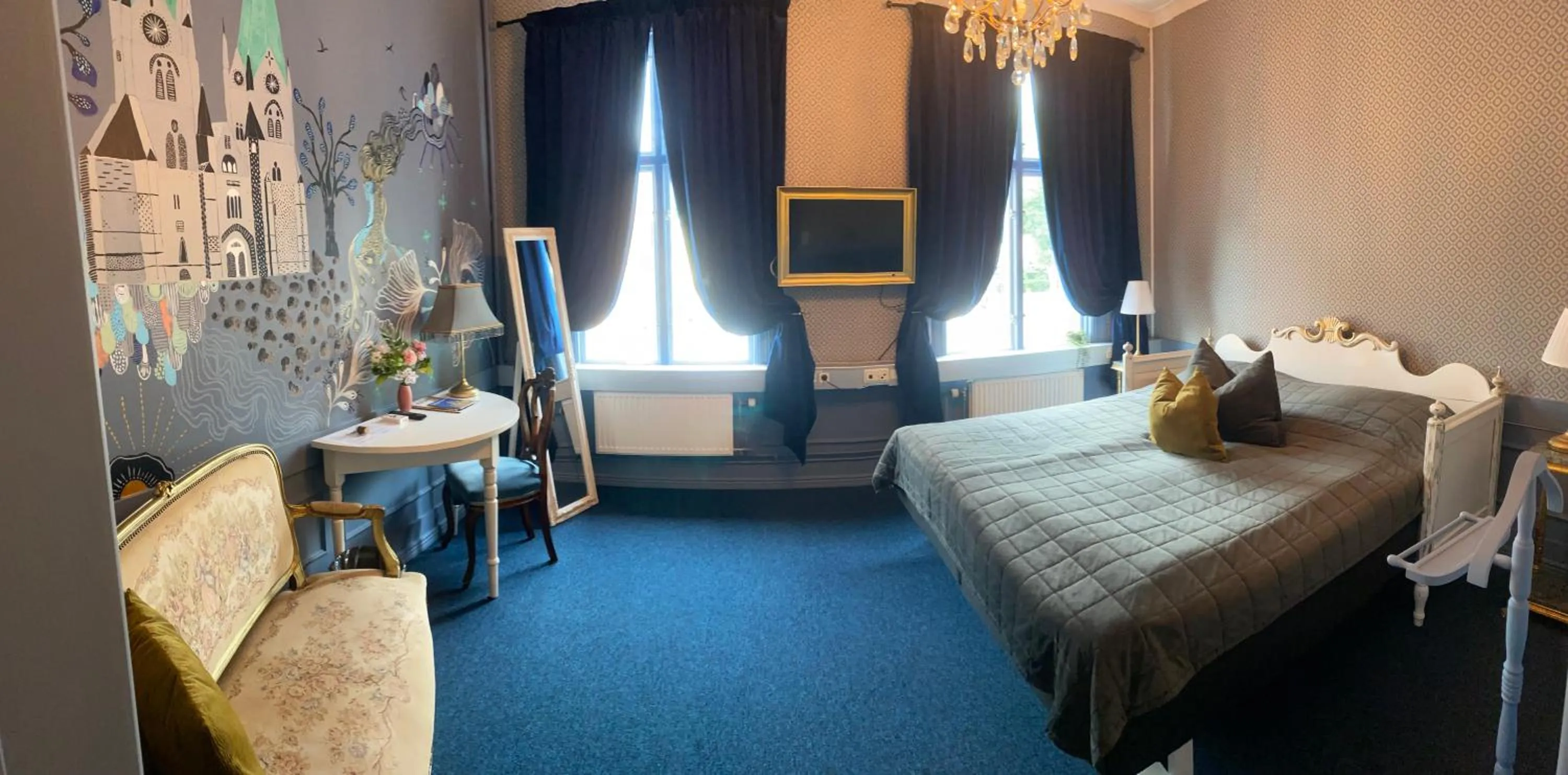 Bed in Järnvägshotellet B&B Skara