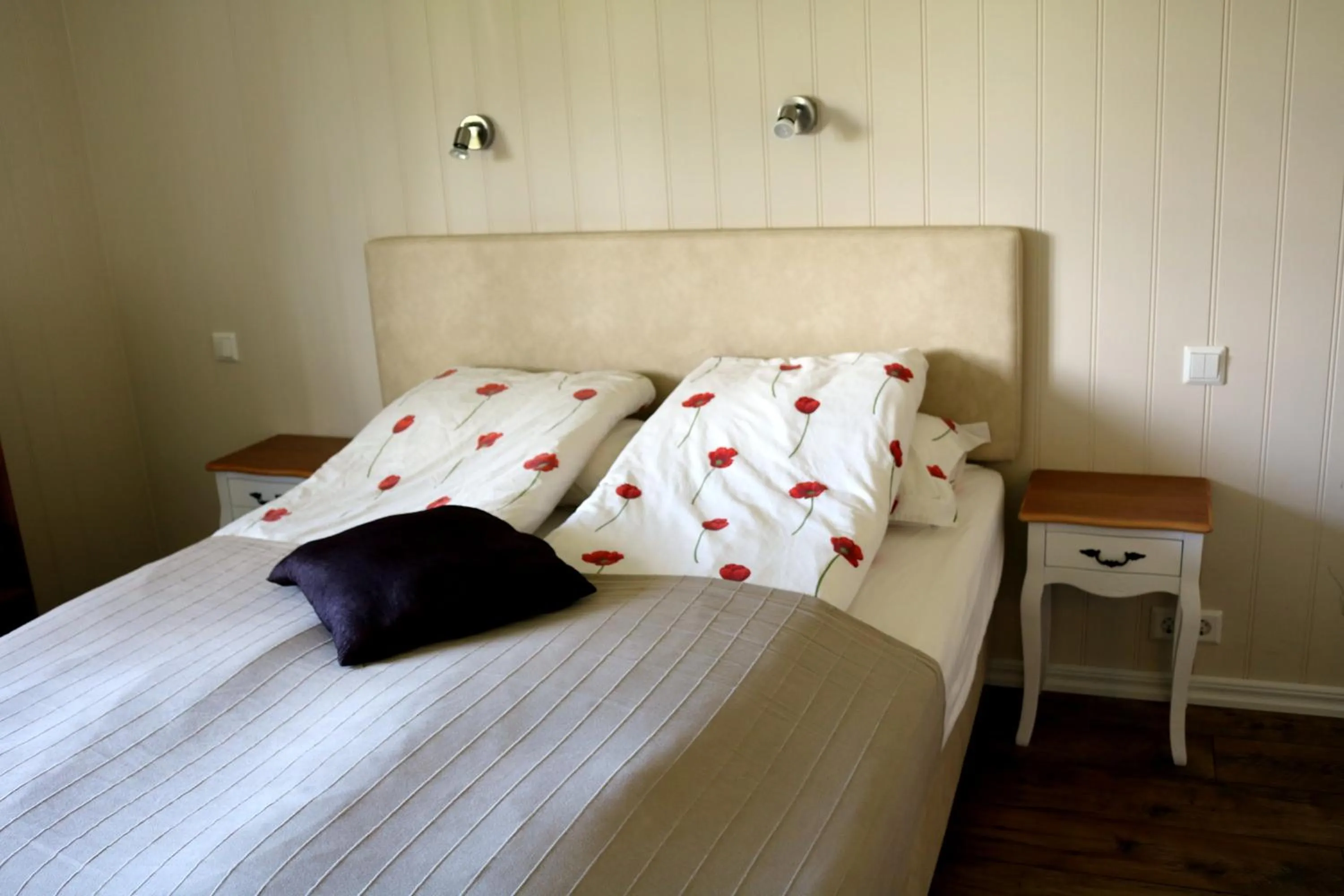 Bed in Sólheimahjáleiga Guesthouse