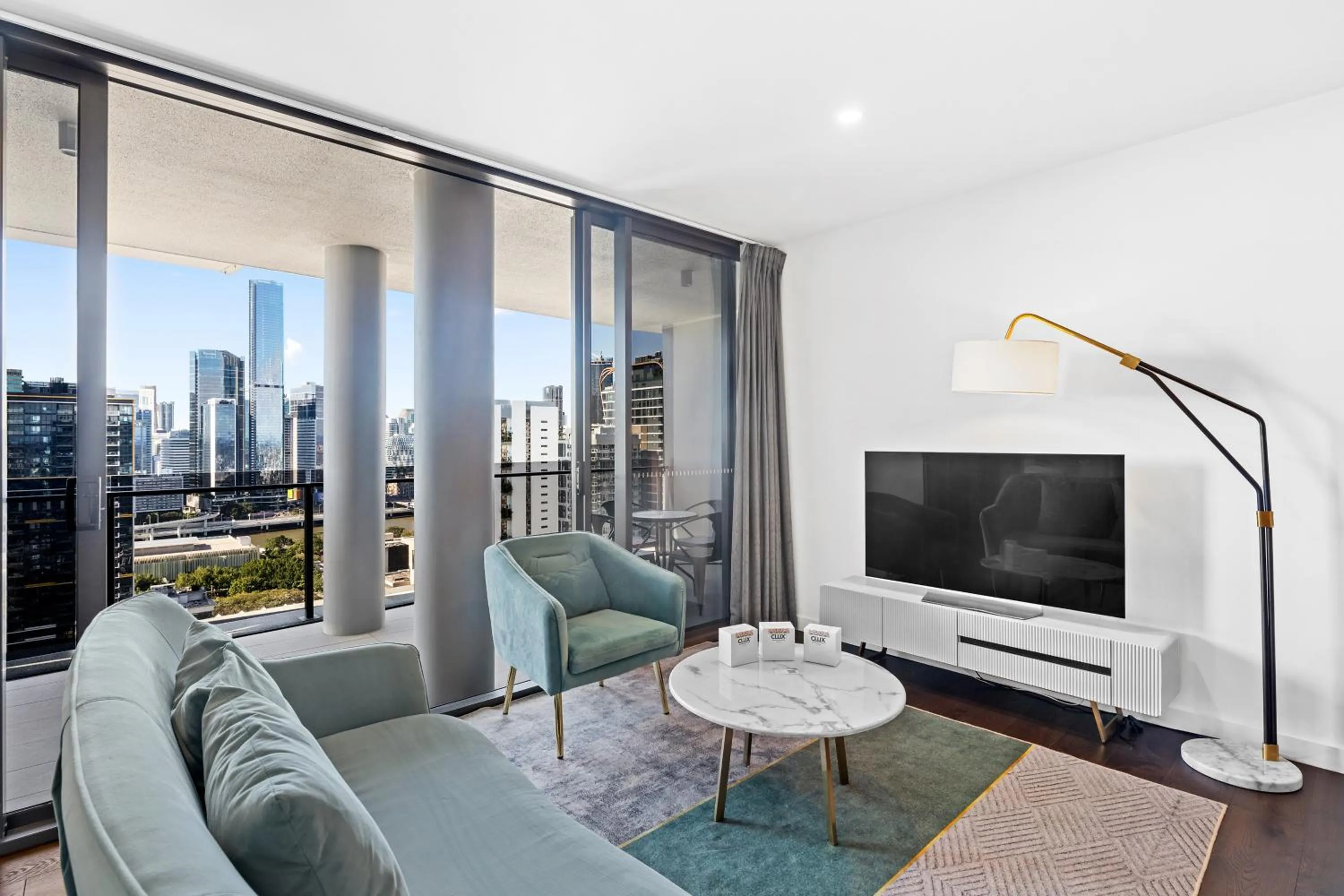 Living room in Brisbane One Apartments by CLLIX