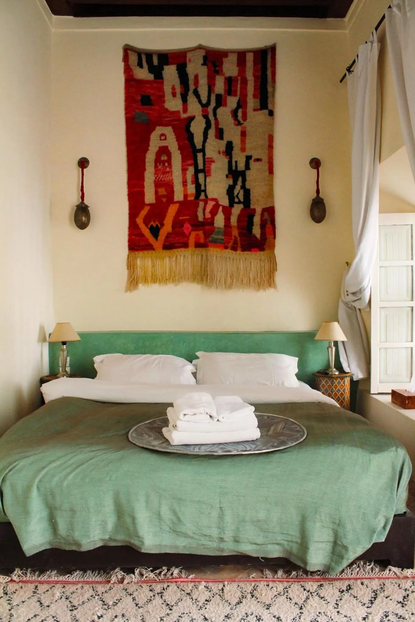 Decorative detail, Bed in Riad Tizwa Marrakech