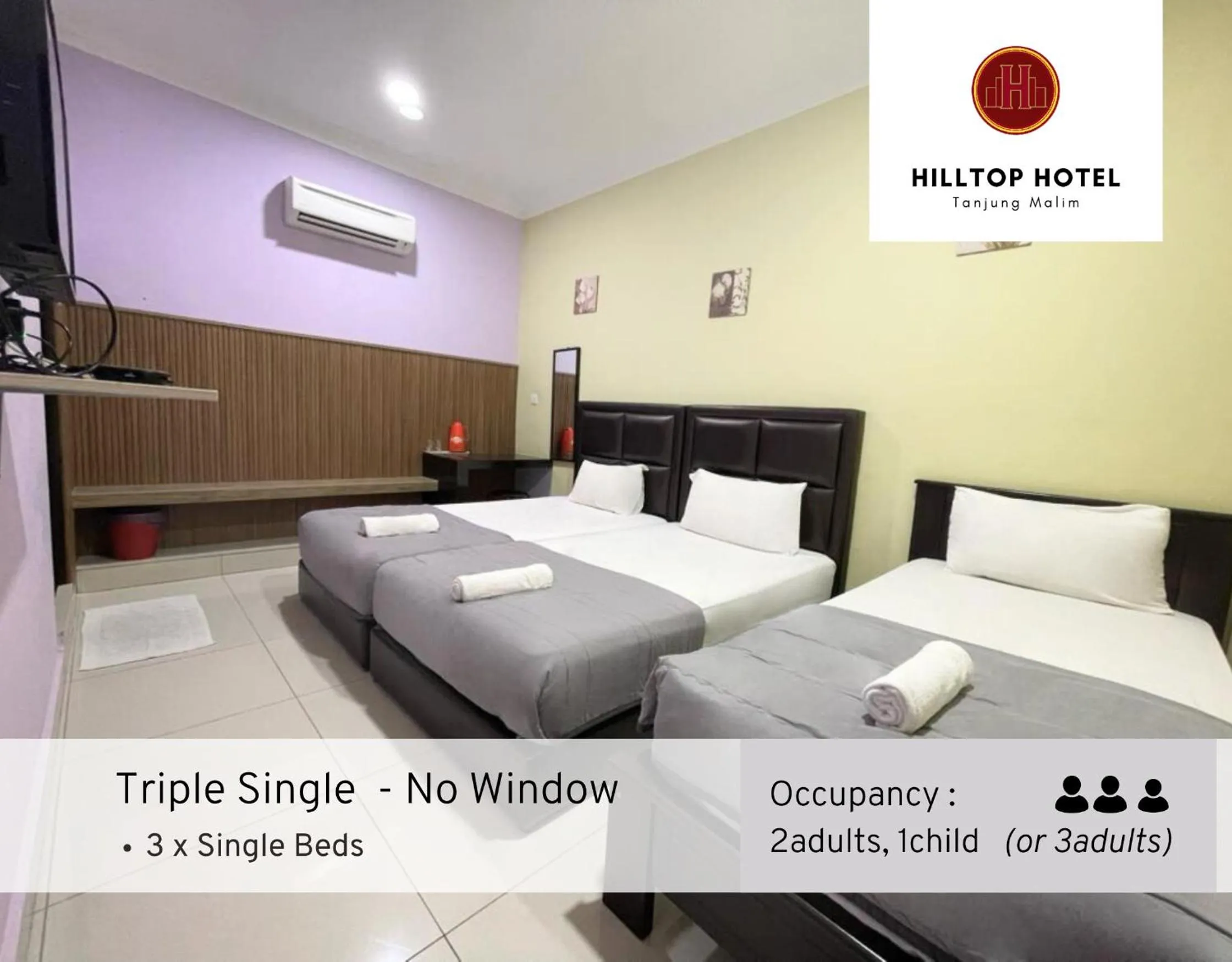 Bed in Hilltop Hotel Tanjung Malim