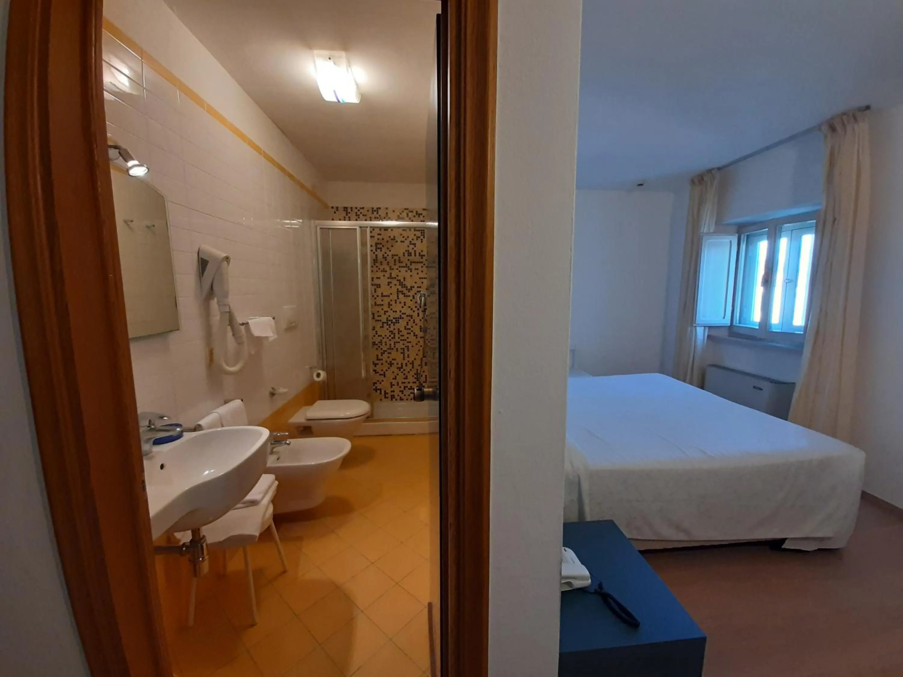 Bathroom, Bed in Elba Hotel