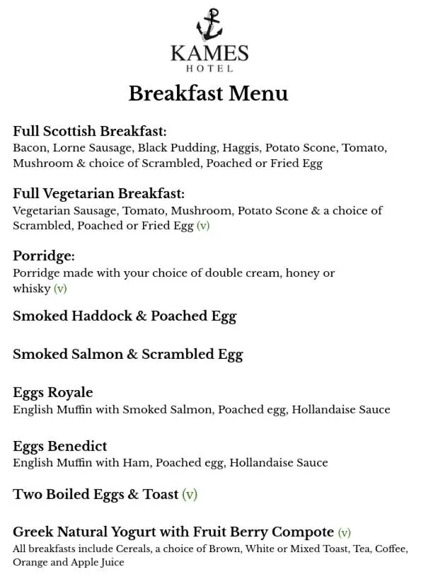 Breakfast in Kames Hotel