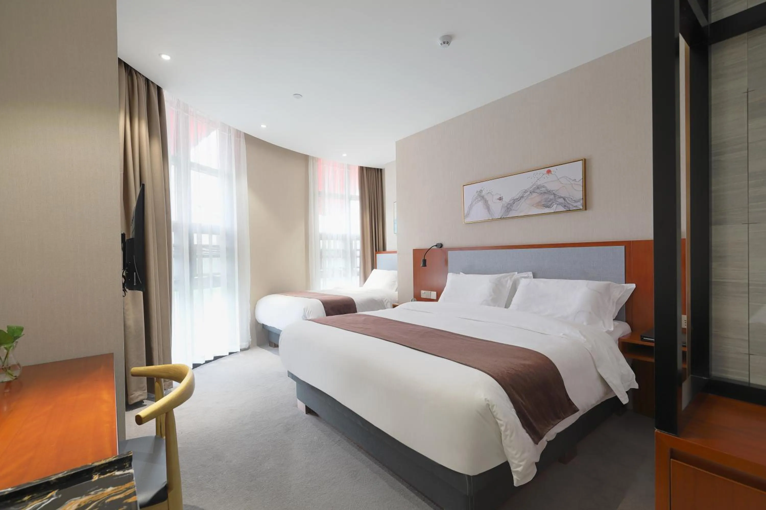 Bed in Mengguo Hotel Pudong Airport