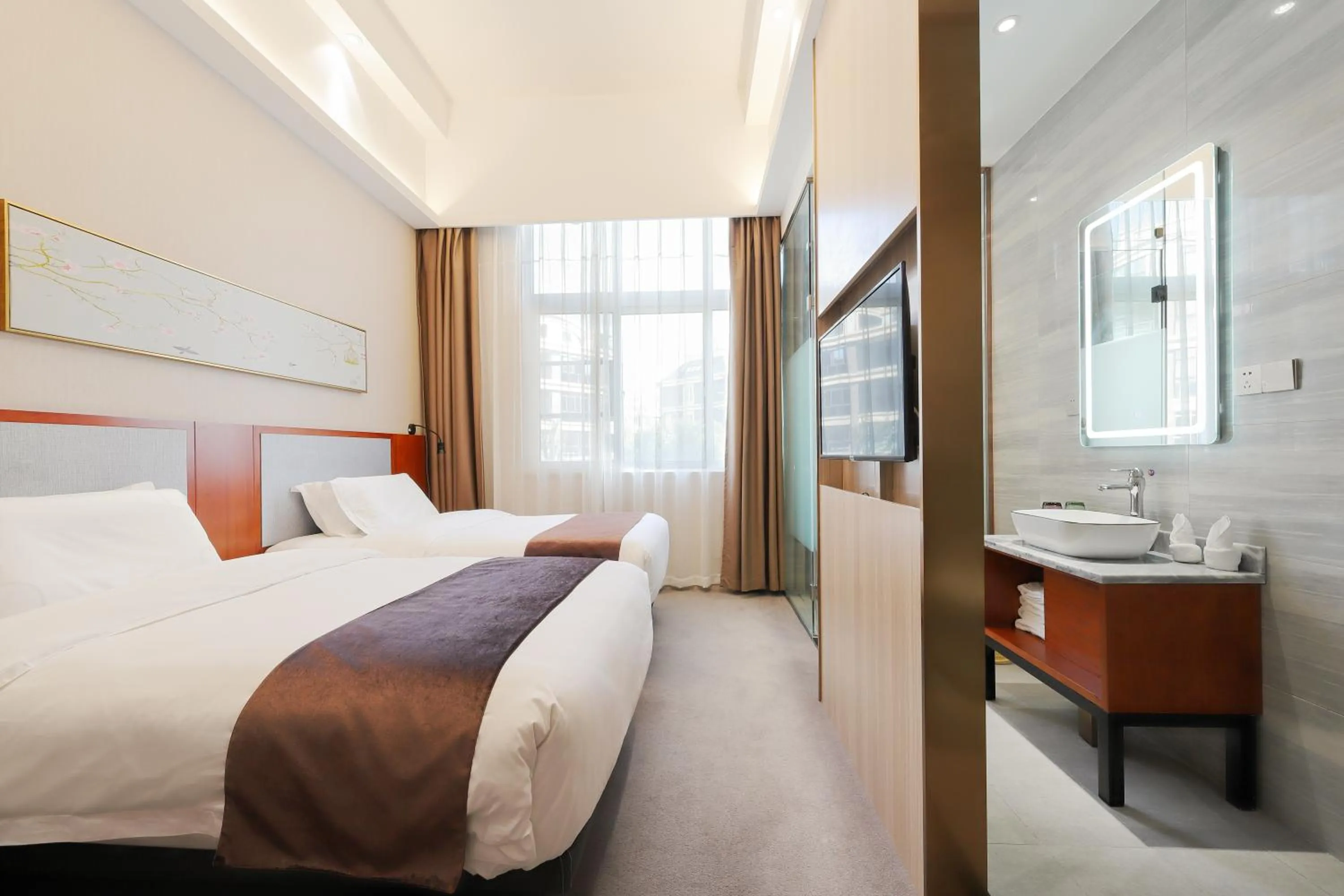 Bed in Mengguo Hotel Pudong Airport