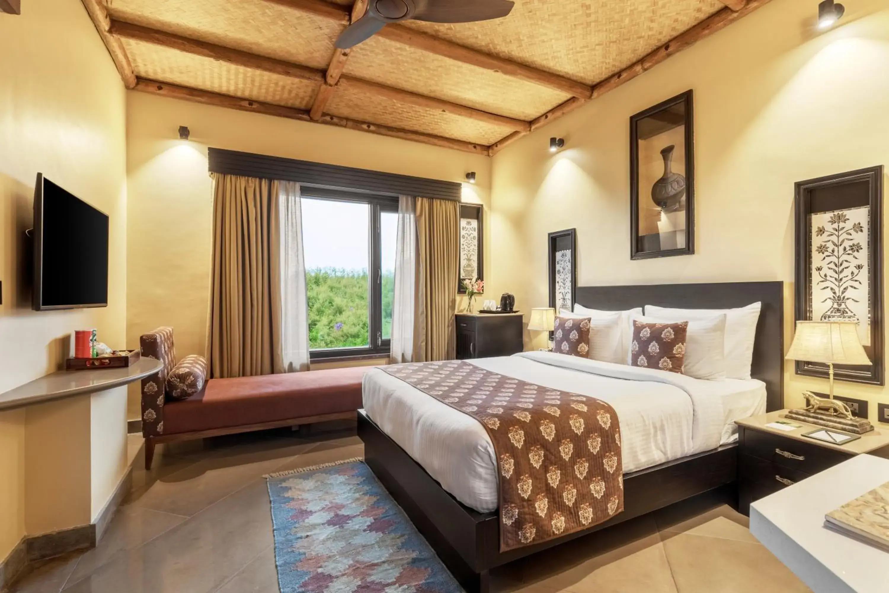 Evoke King Room -15% Discount on F&B,Spa & Laundary,Early check in & Late check out by 2 Hours ( subject to availability ). Hi-Tea included with activities & Folk Music . in AamaGhati Wildlife Resort, Ranthambore Evoke King Room -15% Discount on F&B,Spa & Laundary,Early check in & Late check out by 2 Hours ( subject to availability ). Hi-Tea included with activities & Folk Music . in AamaGhati Wildlife Resort, Ranthambore