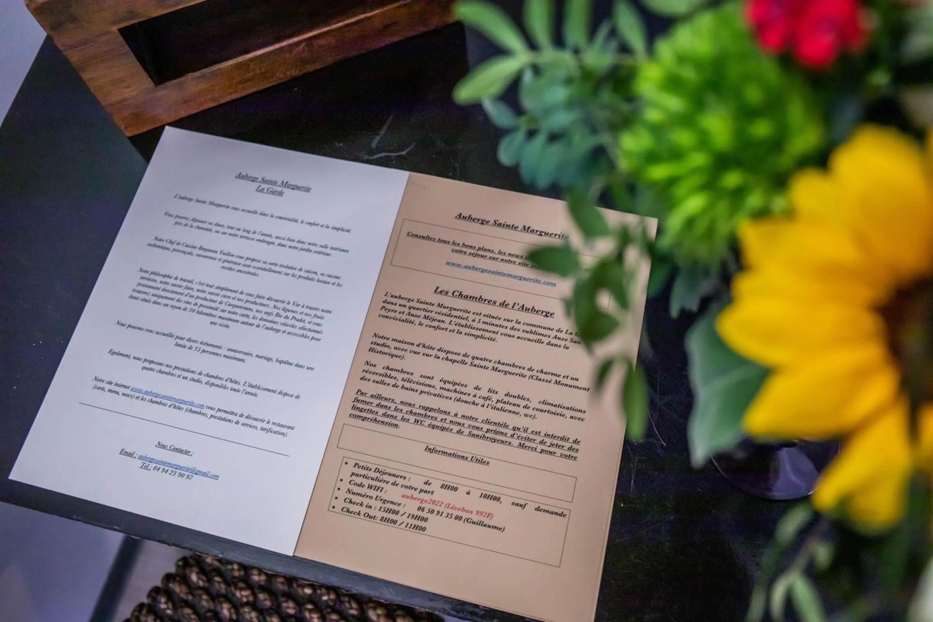 Text overlay in Auberge Sainte Marguerite