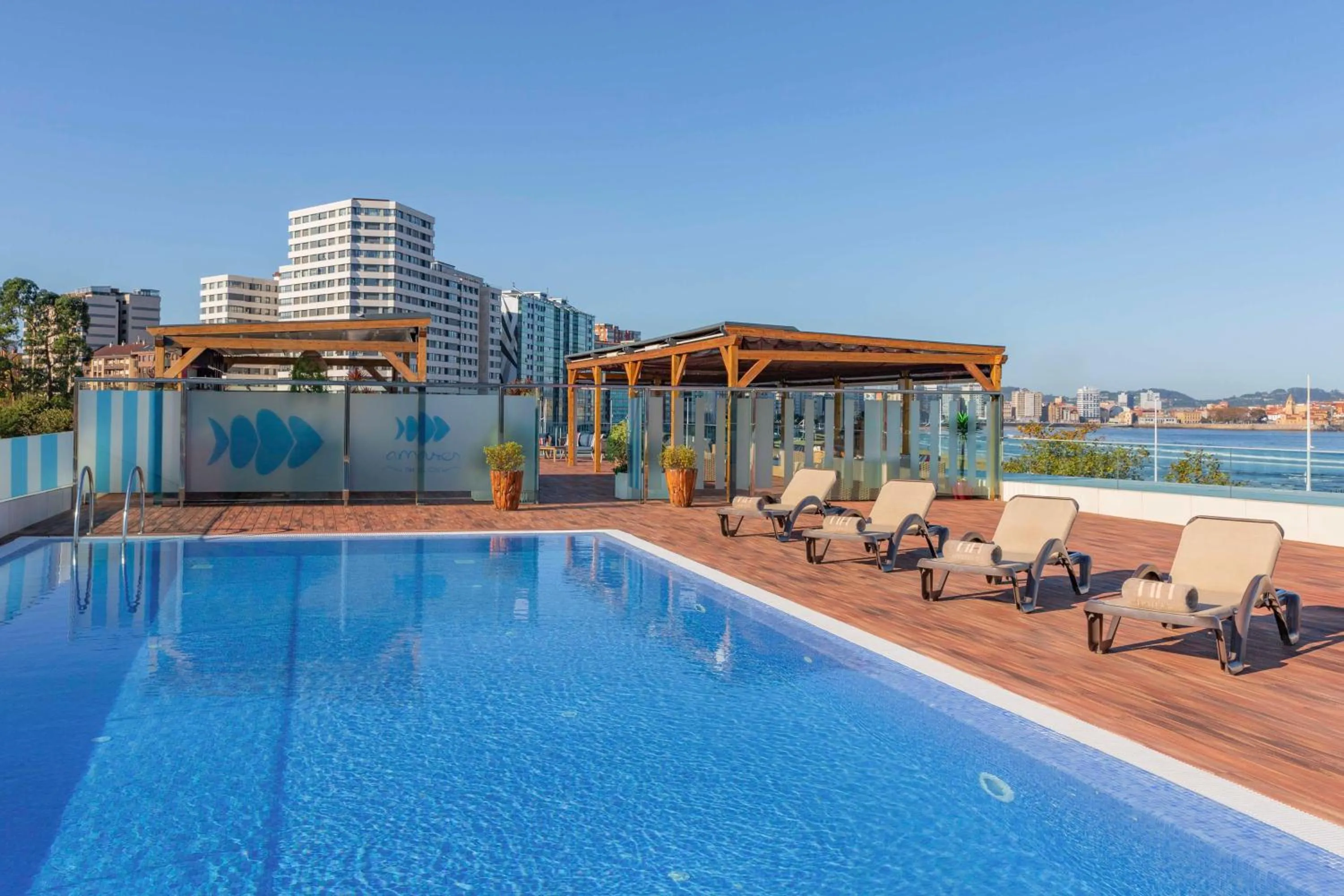 Pool view in NH Gijón