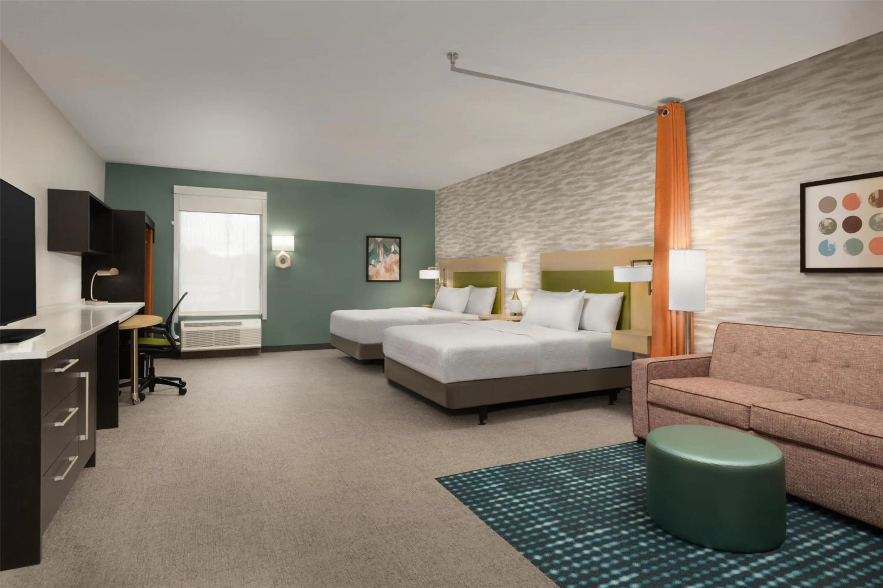 Living room, Bed in Home2 Suites by Hilton Huntsville Research Park Area, AL