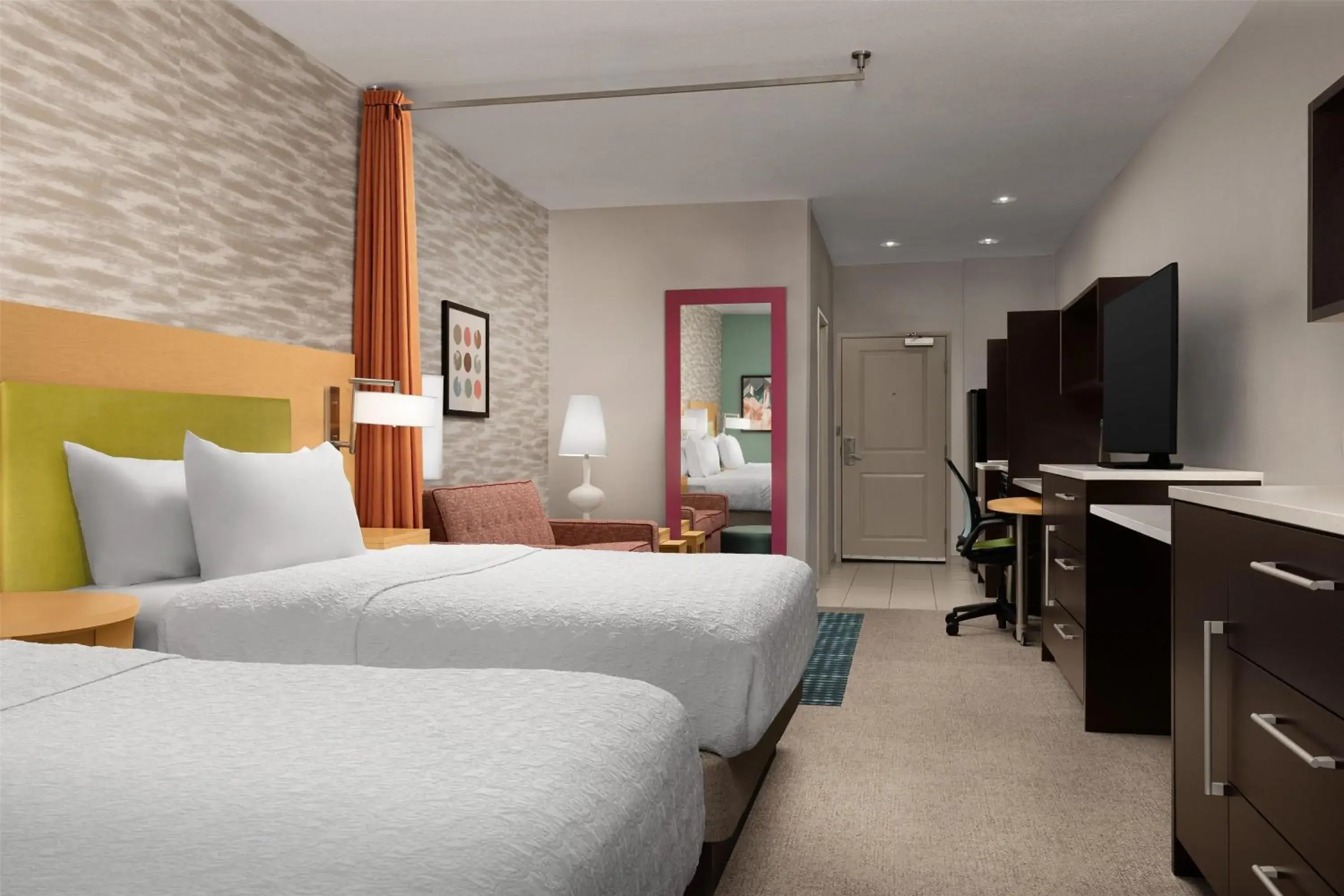 Studio Suite with Two Queen Beds - Hearing Access/Non-Smoking in Home2 Suites by Hilton Huntsville Research Park Area, AL Studio Suite with Two Queen Beds - Hearing Access/Non-Smoking in Home2 Suites by Hilton Huntsville Research Park Area, AL