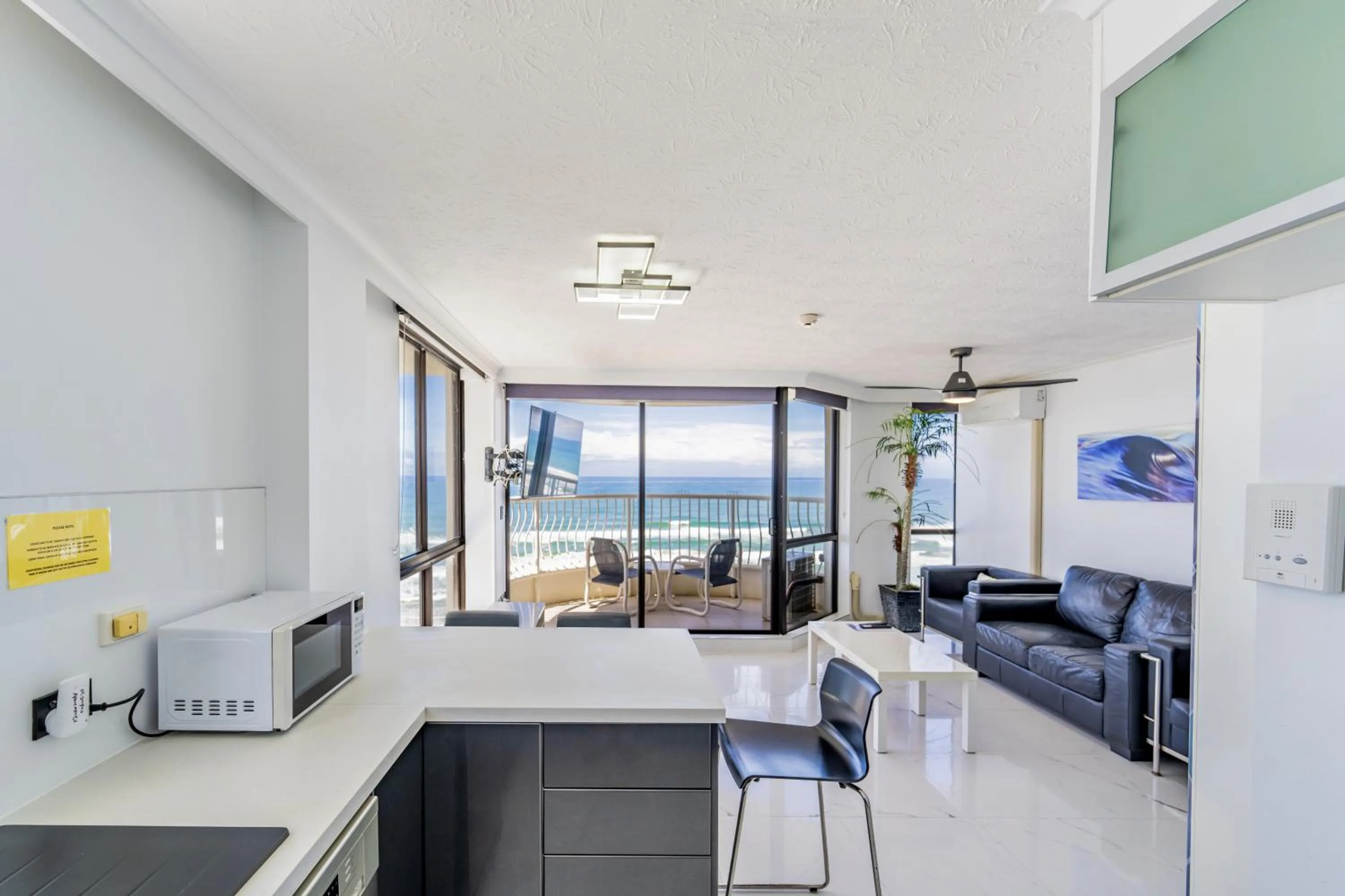 Living room in Olympus Beachfront Apartments