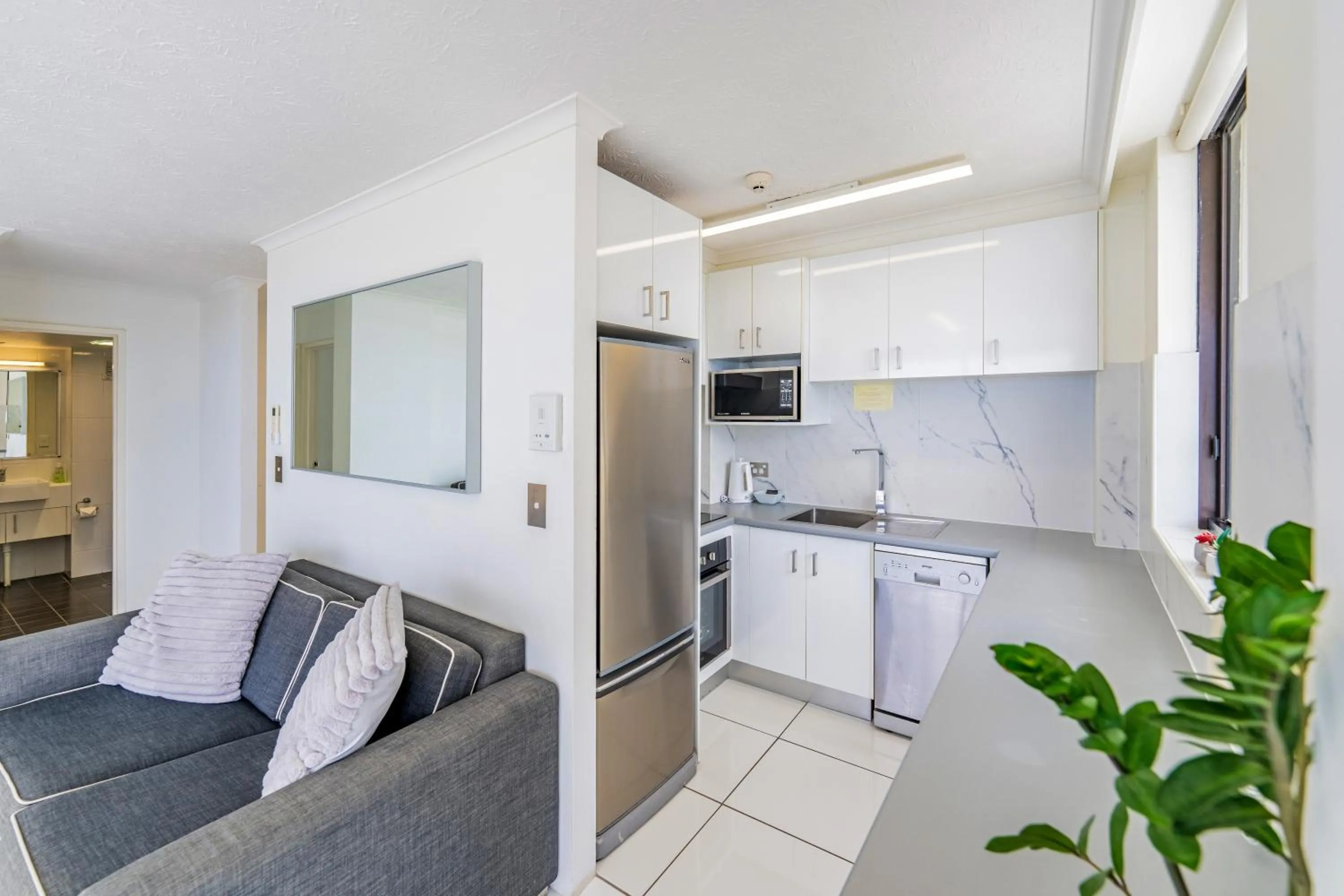 kitchen in Olympus Beachfront Apartments