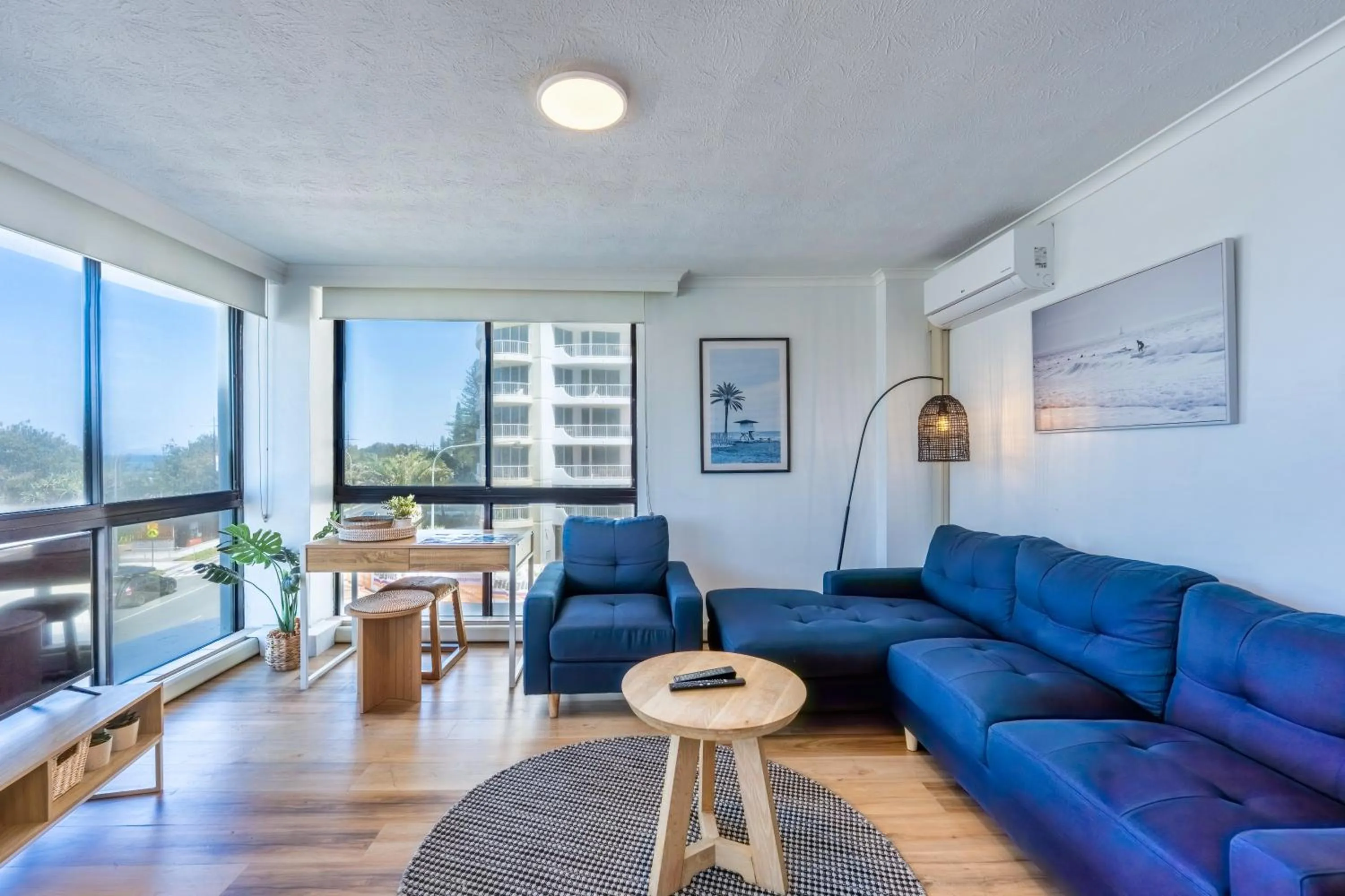 Living room in Olympus Beachfront Apartments