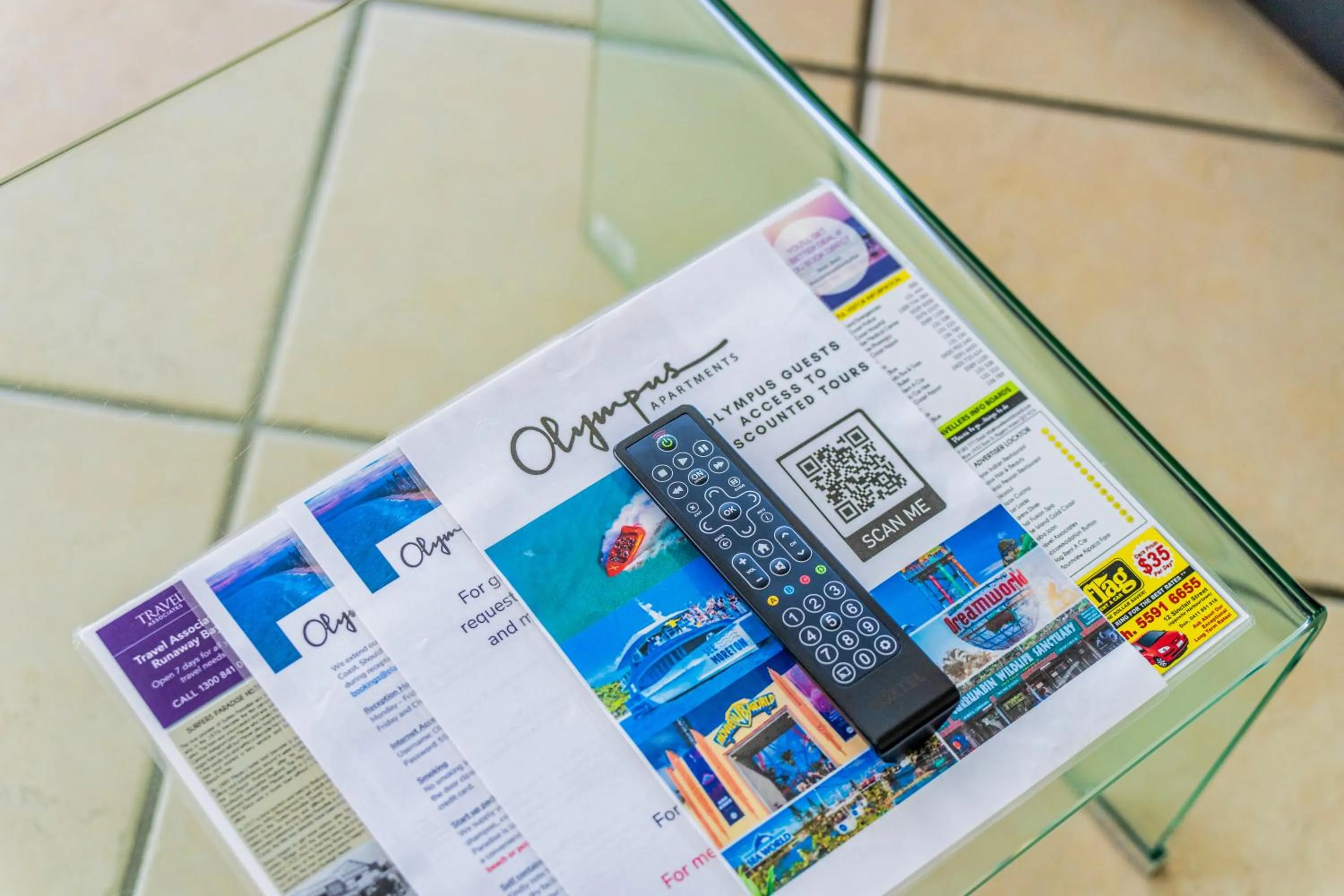 Living room in Olympus Beachfront Apartments