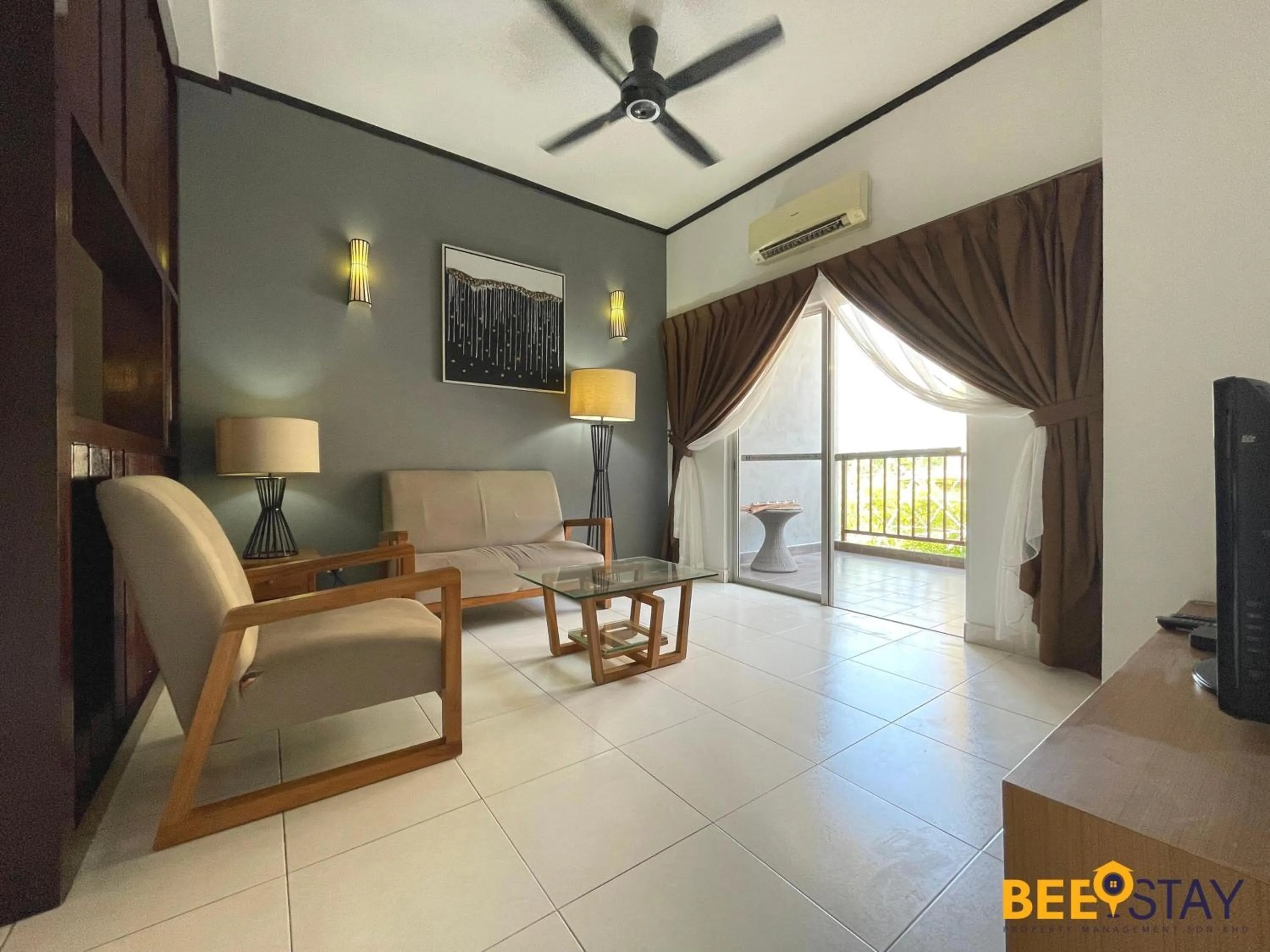 Living room, Bed in Gold Coast Morib Studio l Apartment I Penthouse