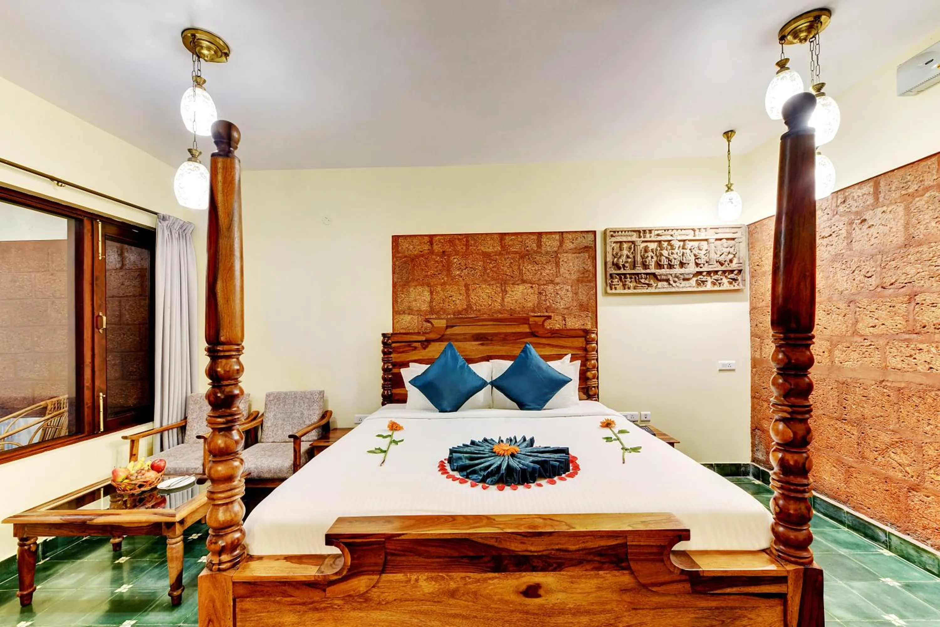 Bed in Heritage Resort Coorg