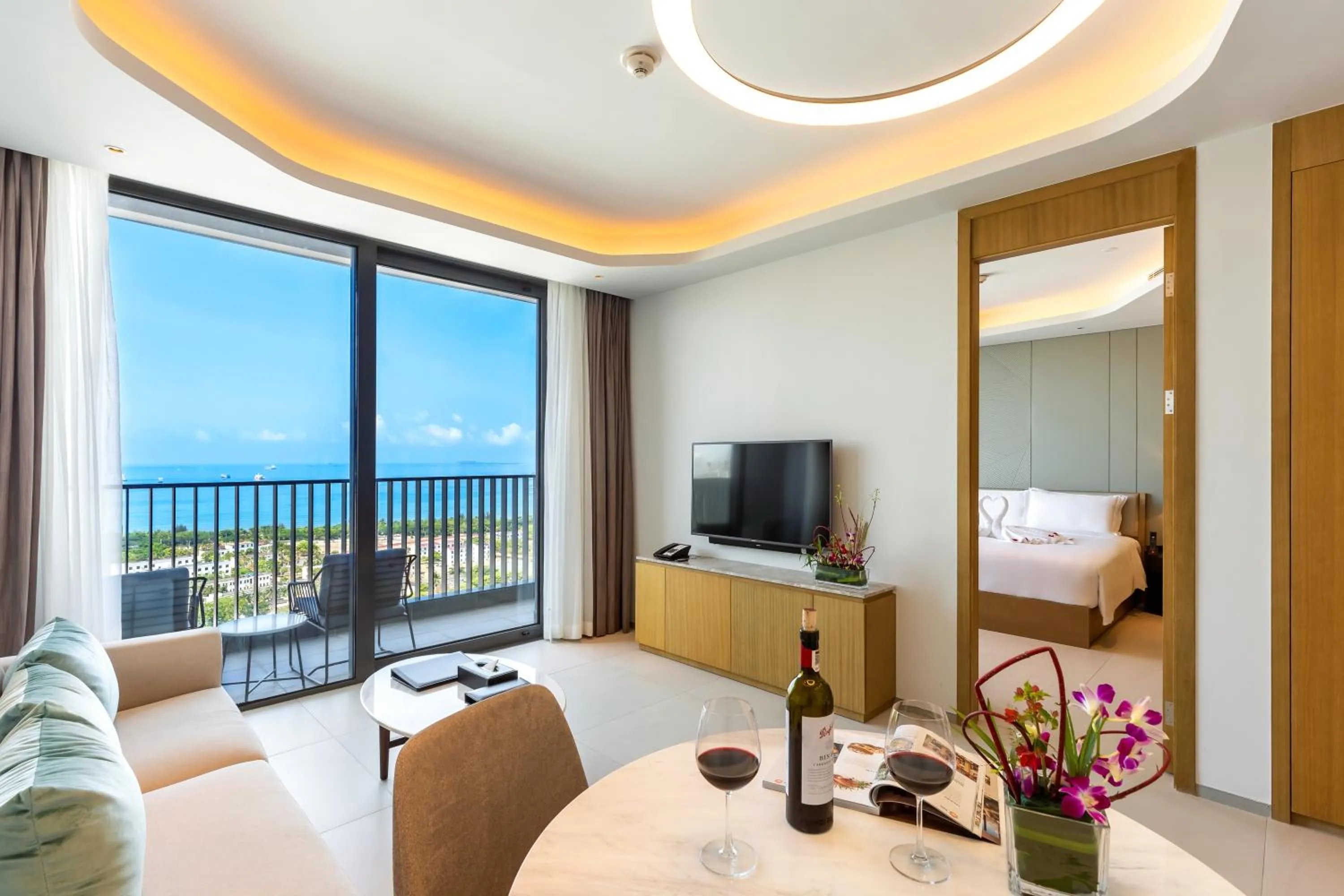 View (from property/room), Bed in Oakwood Apartments Sanya