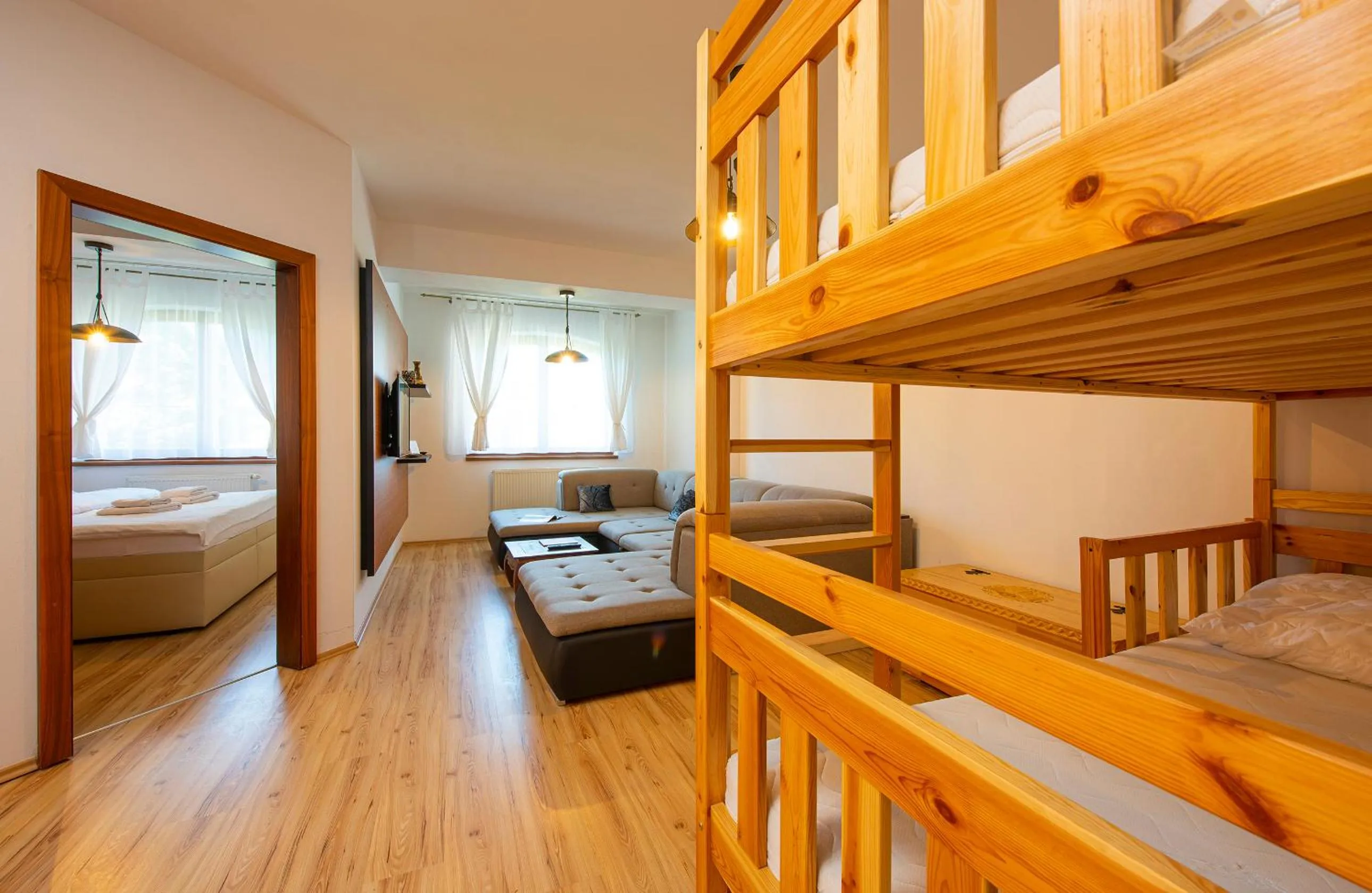 Living room, Bed in Apartmany Sileas